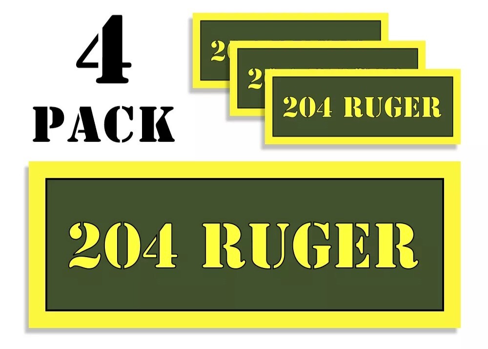 204 RUGER Ammo Can Label Stickers Decal Ammunition (4 pack)