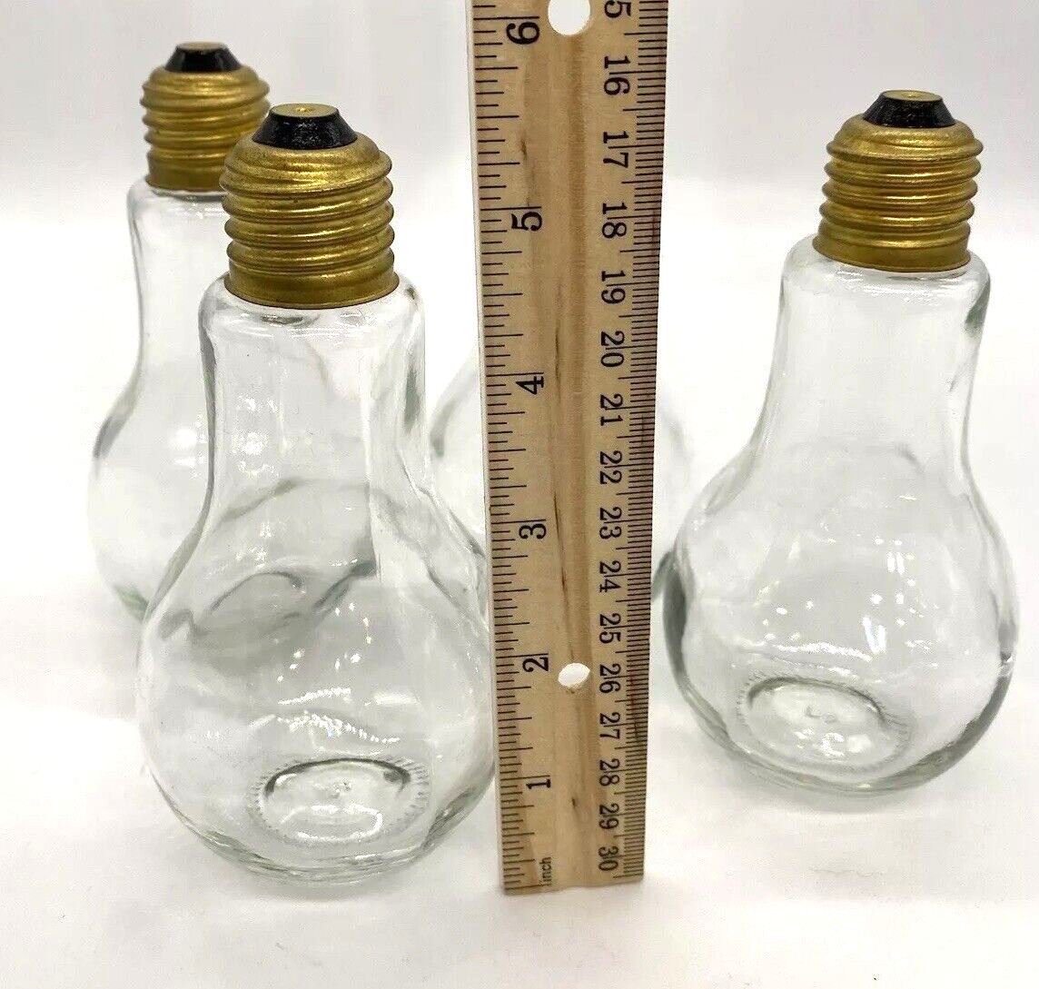 Clear Glass Light Bulb Shaped Bottle Set of 4, 5 1/2&Prime; H, Craft Jar