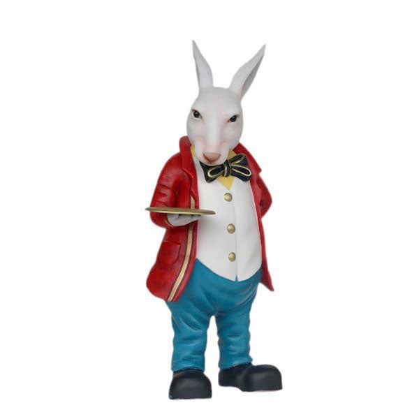 Rabbit Waiter Butler Life Size Resin Statue Fairytale Wonderland Prop Display