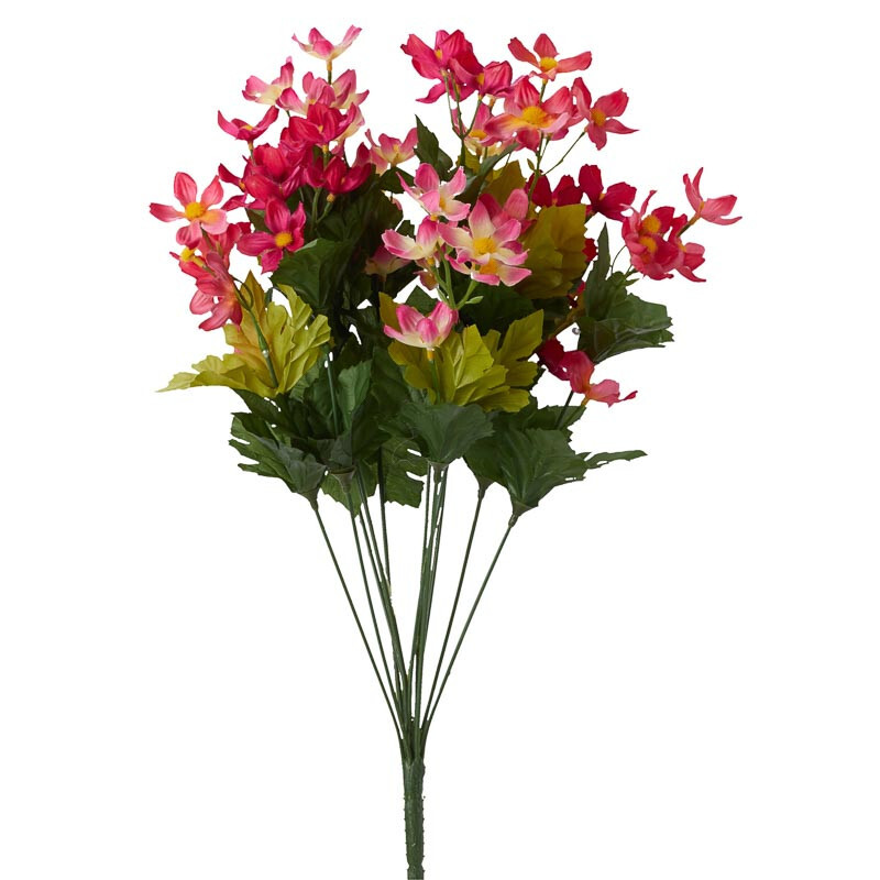 Group of 2 Pink Artificial Cosmos 19&Prime; Floral Bushes