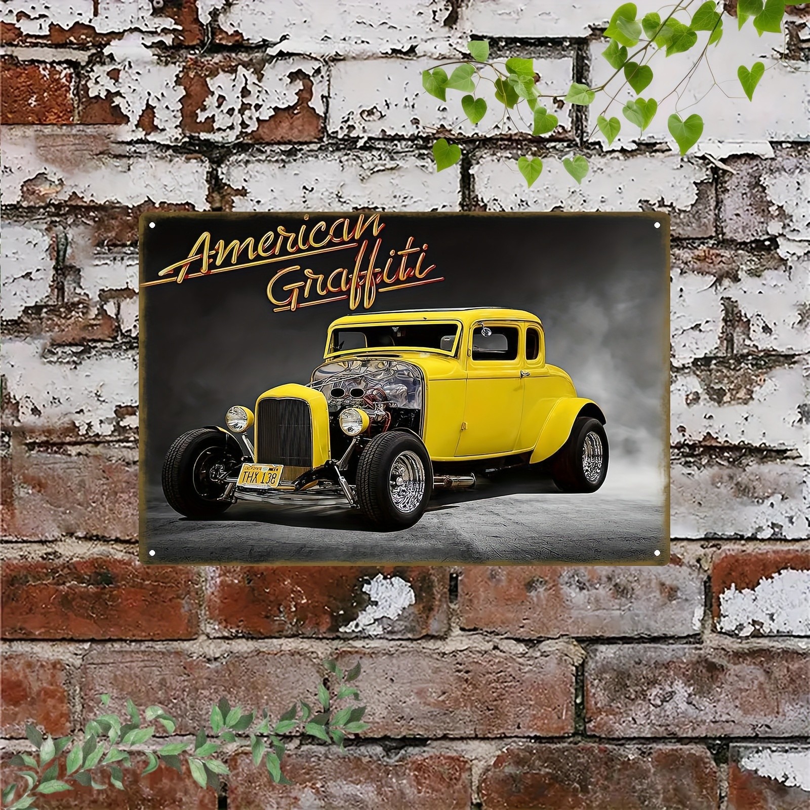 Graffiti Vintage Hot Rod Metal Sign Classic Car Garage Man Cave Wall Decor Gift