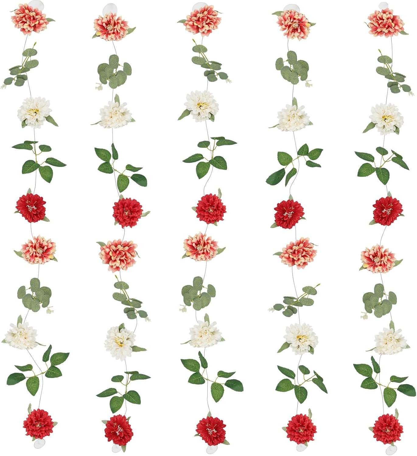 Artificial Flower Garland Set – 5 Pcs Faux Silk Vines for Home and Events
