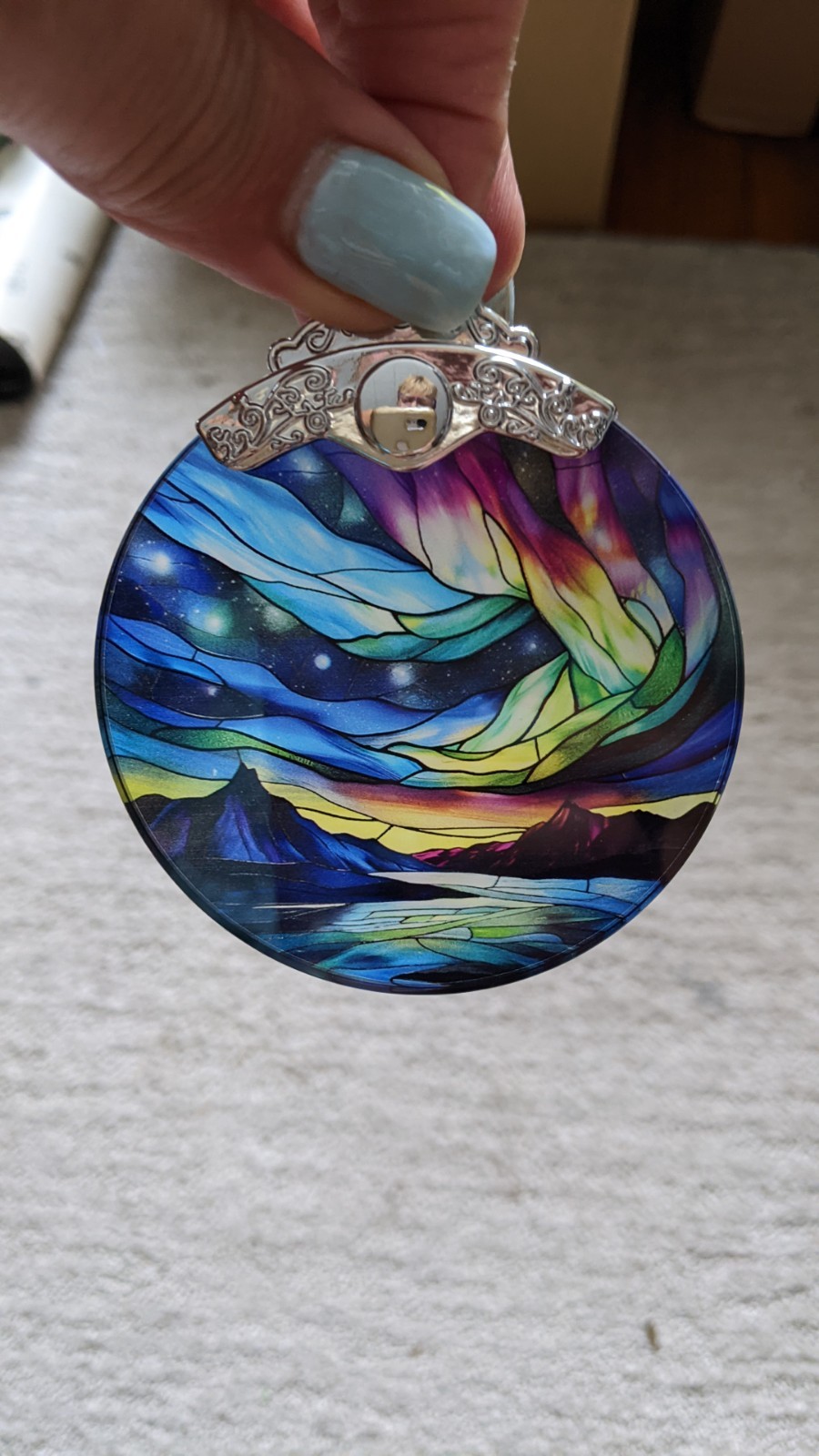 MULTICOLOR AURORA BOREALIS SUNCATCHER/ ORNAMENT–NEW