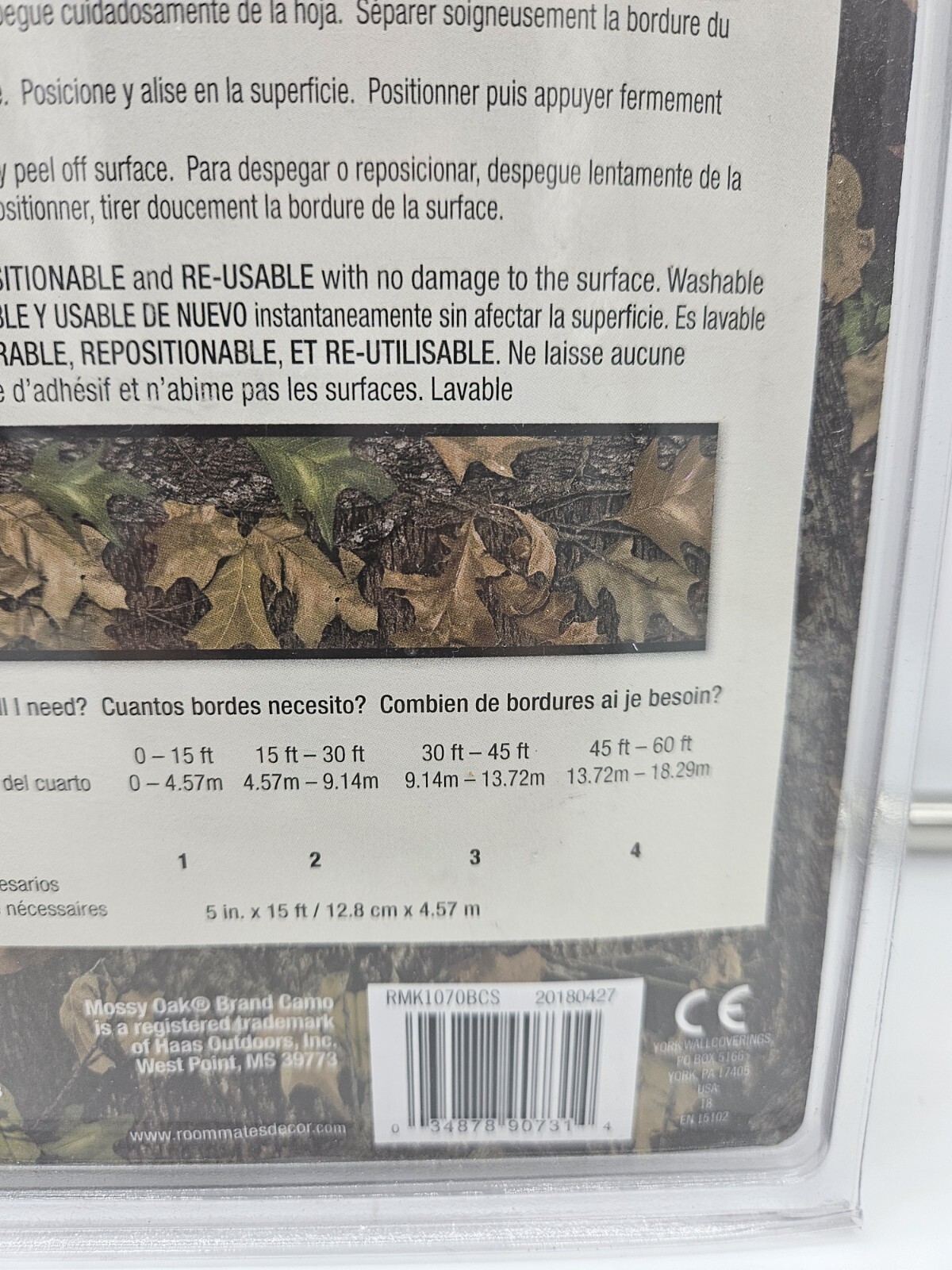Mossy Oak Leaf Camouflage Wall Border Hunting Camo Cabin Peel & Stick Vinyl Art