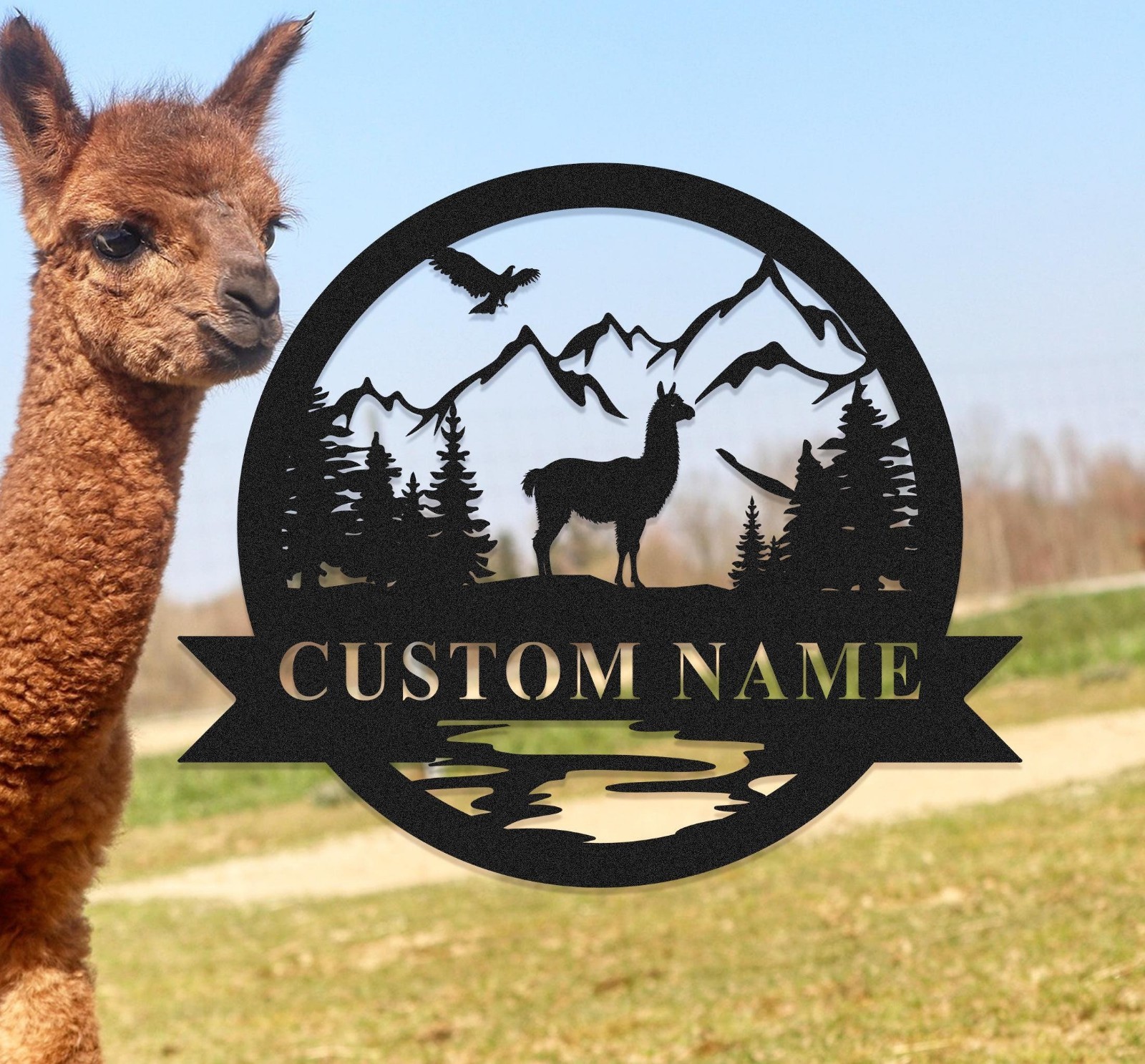 Alpaca Metal Sign, Custom Alpaca Farm Sign, Personalized Alpaca Ranch Sign Decor