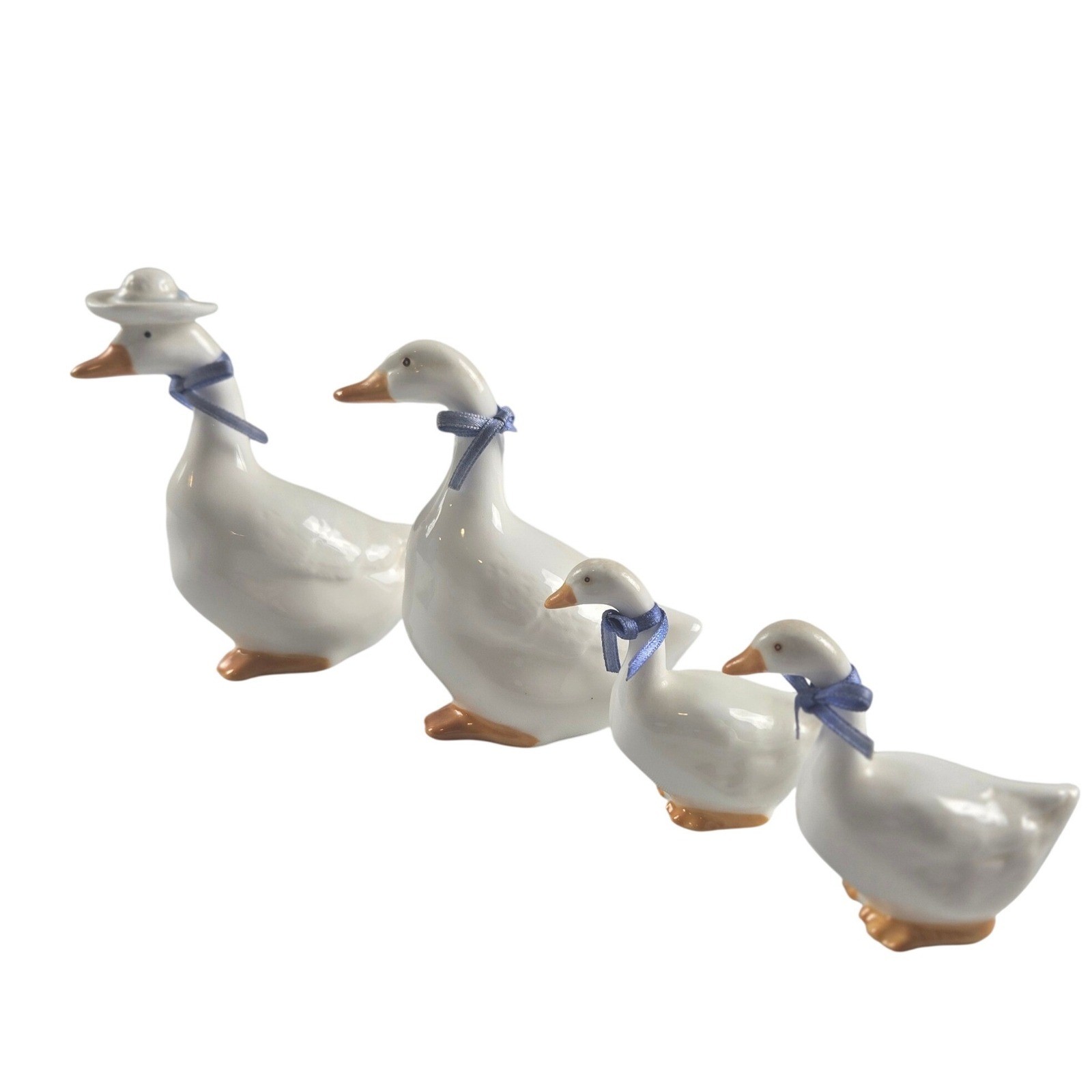 Vintage Goose Family Figurines Cottagecore Farmhouse Spring Decor Set of 4
