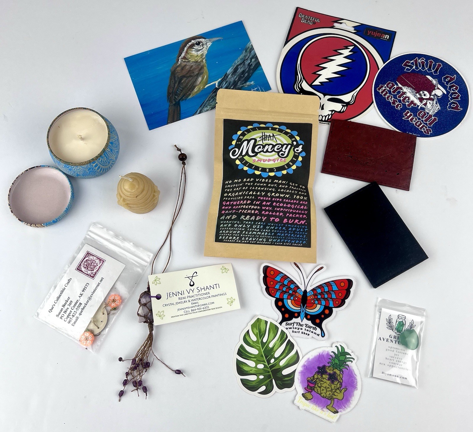 Bohemian as shown « Mystery » Candles Crytals Smudge Stickers Dead Hippy Boho Box