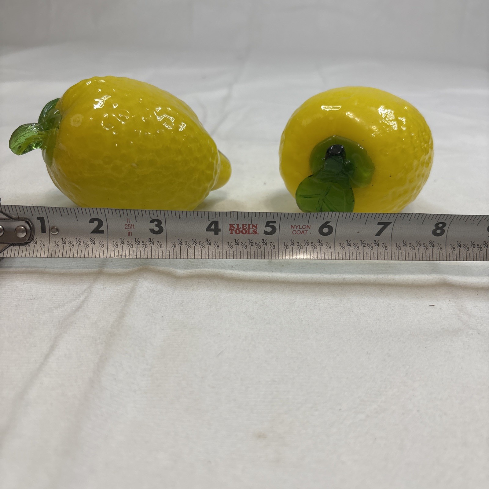 Vintage Hand Blown Glass LEMON Decorative Fruit 5 Inches Long Lot Of 2