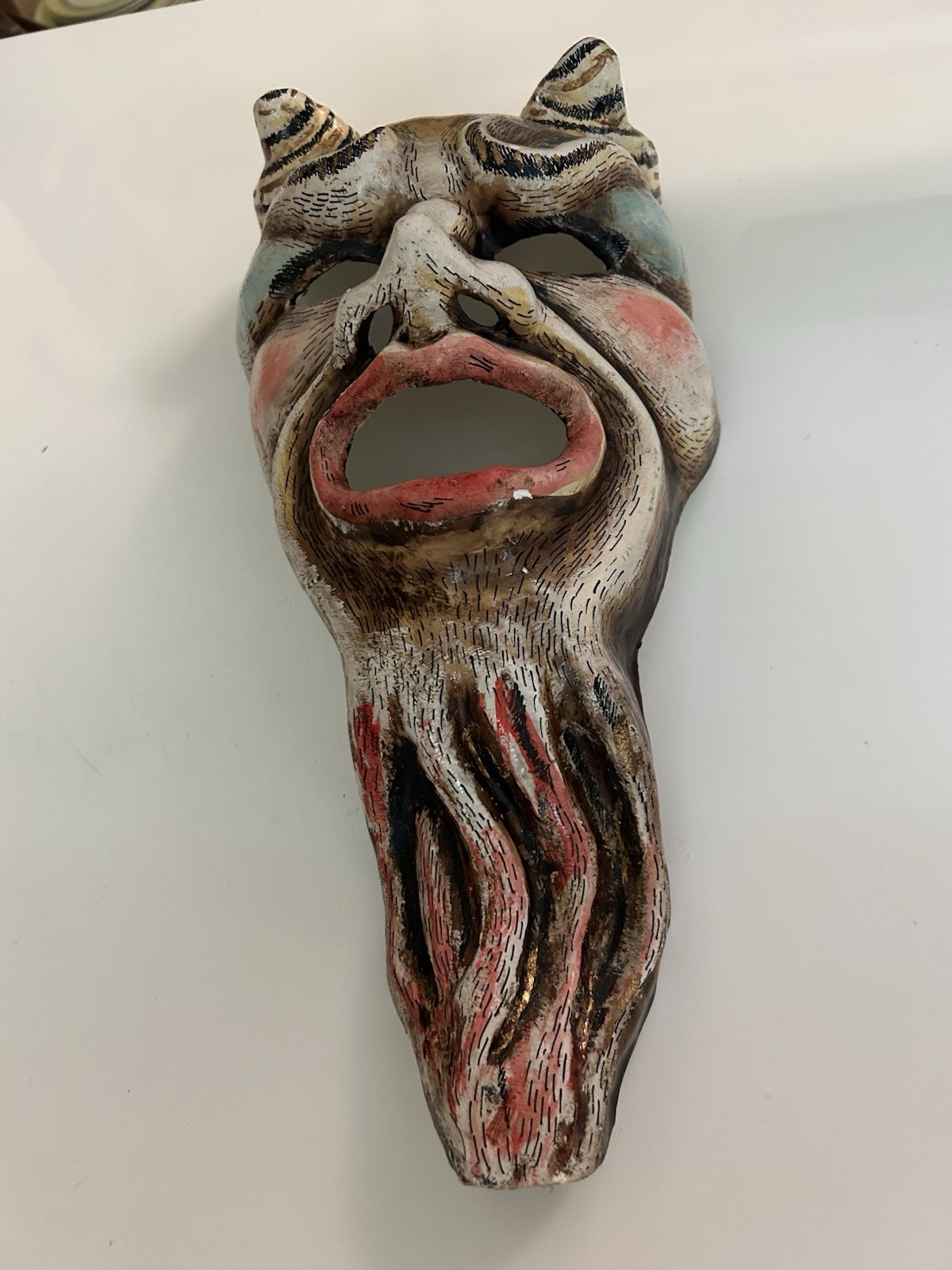 Alberto Sarria Handcrafted Venetian Papier Mache Mask Demon Devil Horns