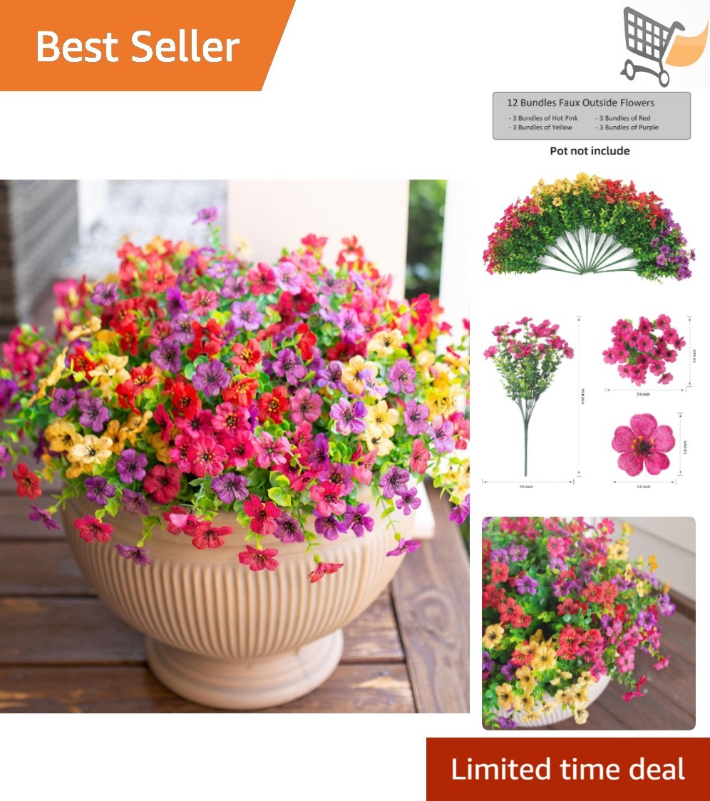 Artificial Flowers Plastic Outdoor Indoor Daisy Eucalyptus Garden Decor 12 Bu…