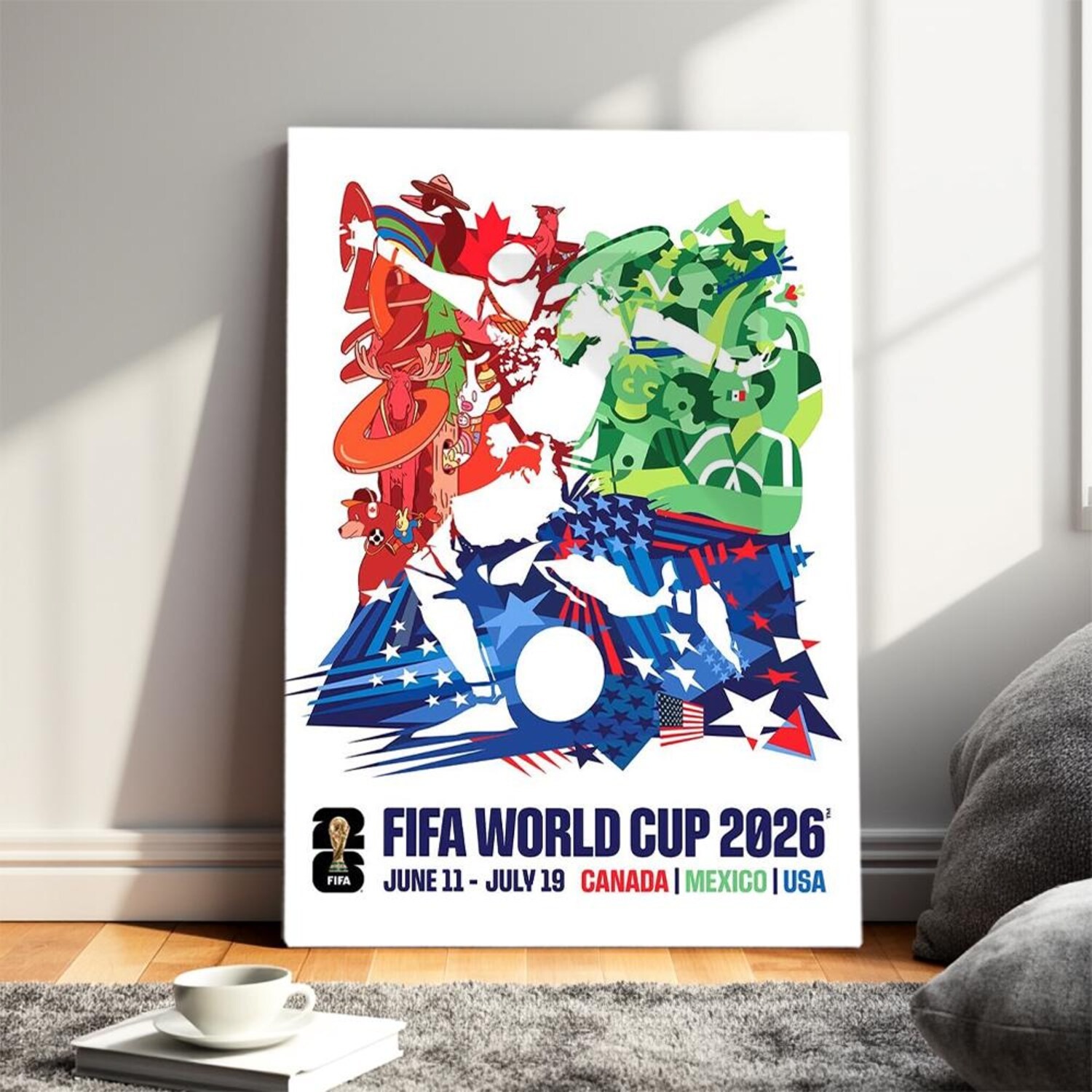 USA 2026 Soccer Wall Art Print, North America World Cup Poster Decor