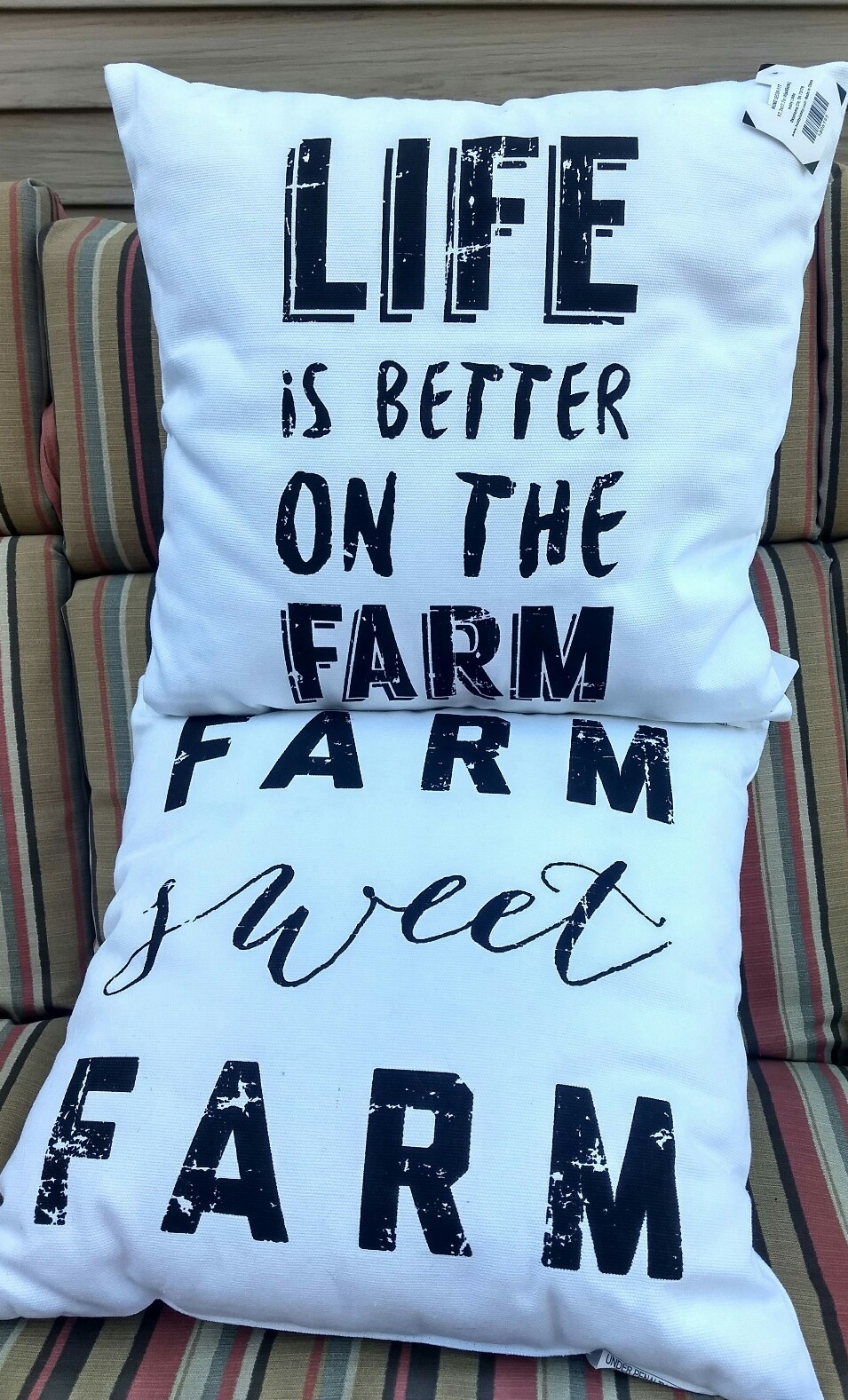 Farm Sweet Farm & Life is Better on The Farm 18x18in Pillows Lot of 2 New