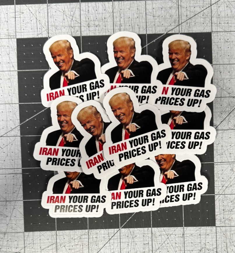 Trump “Iran Prices Up!” Sticker 100 Pk Funny Political Gas Meme Decal 2&Prime;