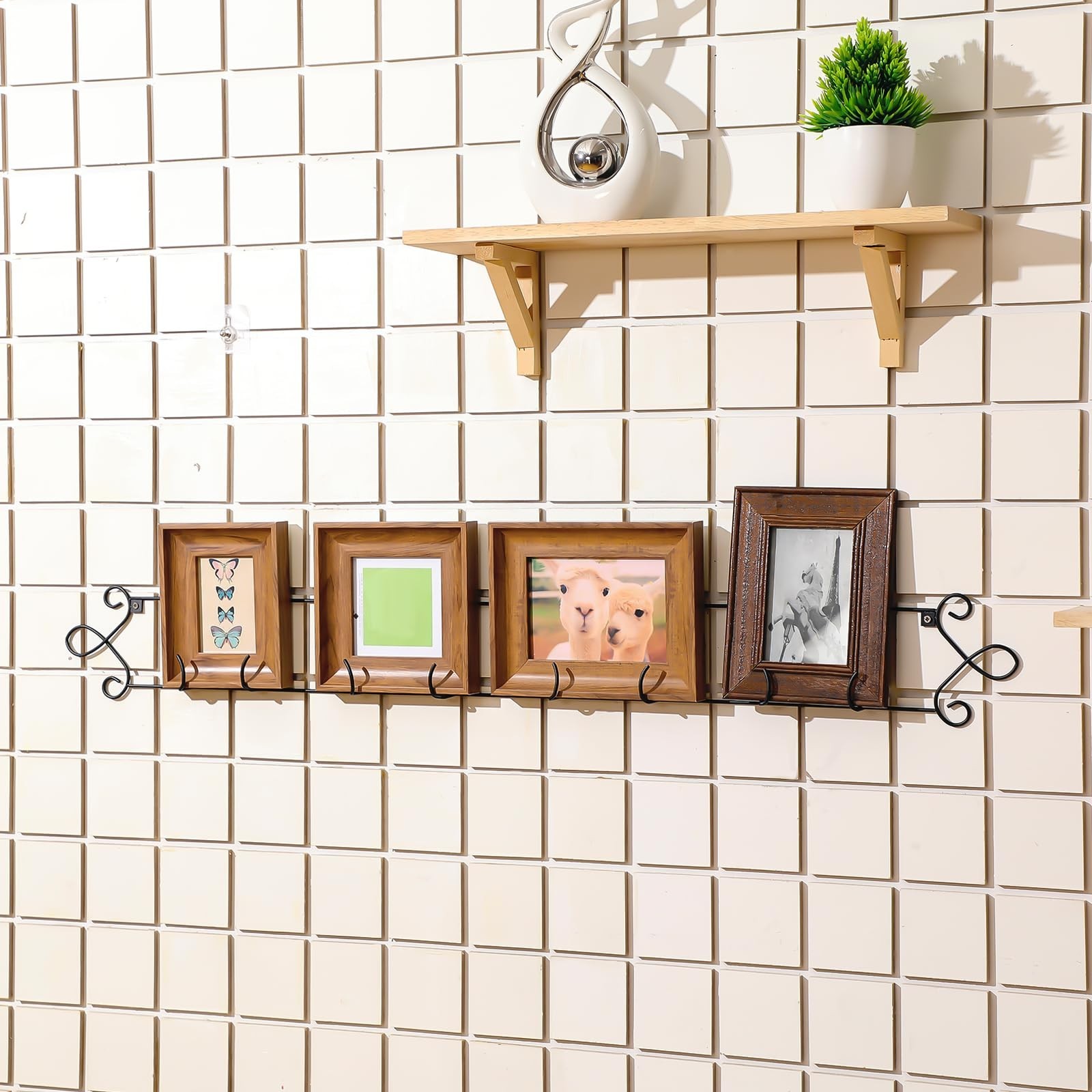 Large Black Horizontal Plate Rack – 2 Pcs Metal Wall Hangers for Collectible Pla