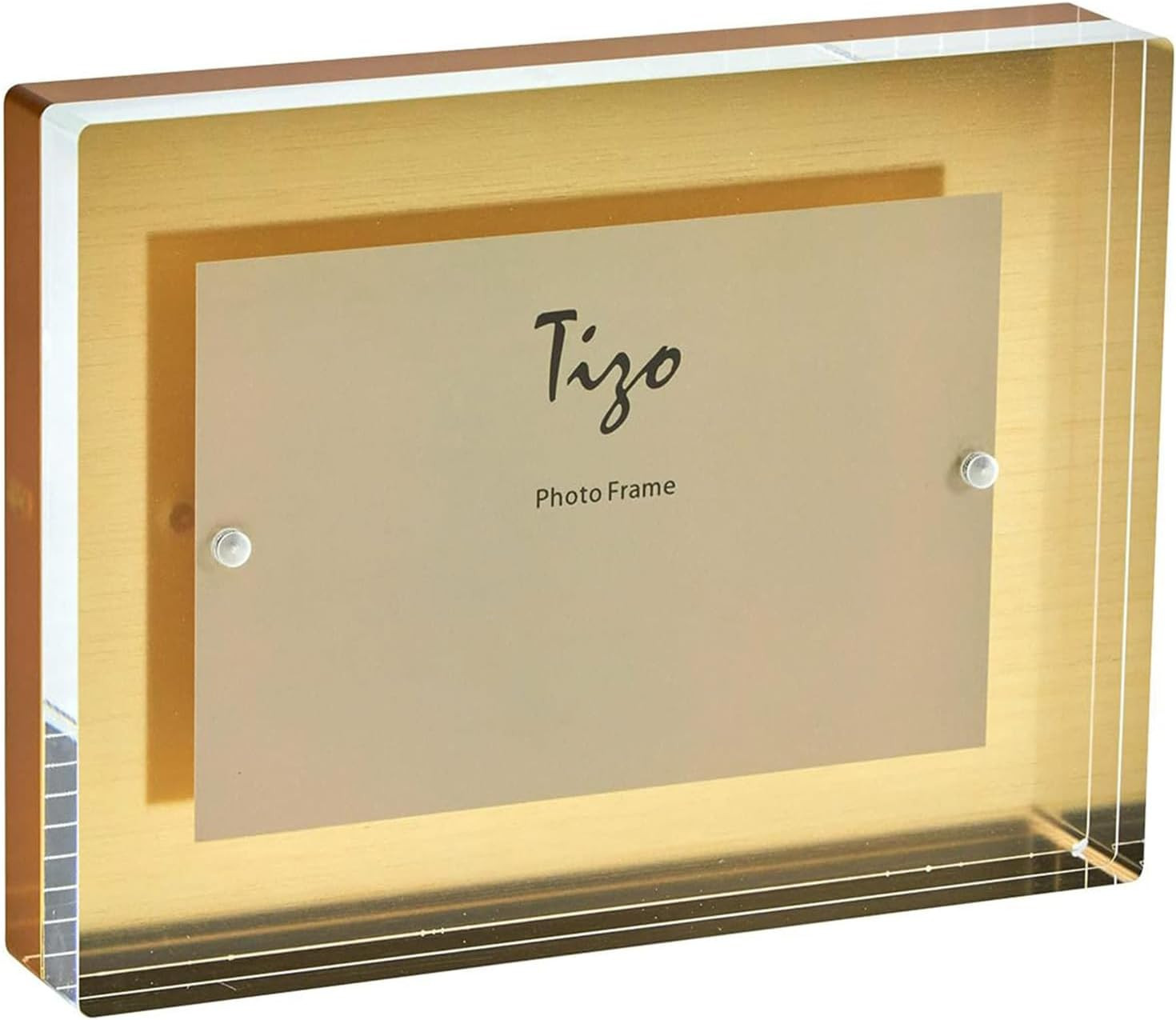 Boutique Gold 5X7 Thick Lucite Block Picture Frame – Elegant Photo Display