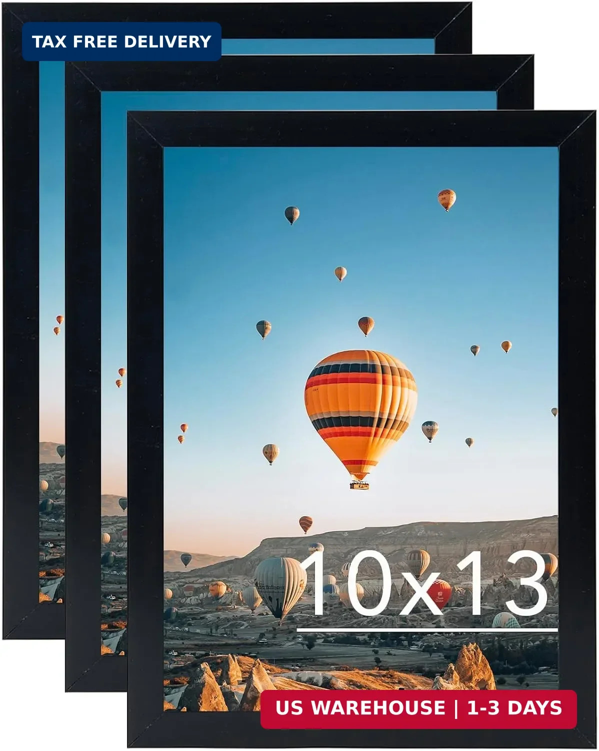 JCJMY 10×13 Picture Frame Set of 3 Black for Wall Hanging, Wall Mounting Horizon