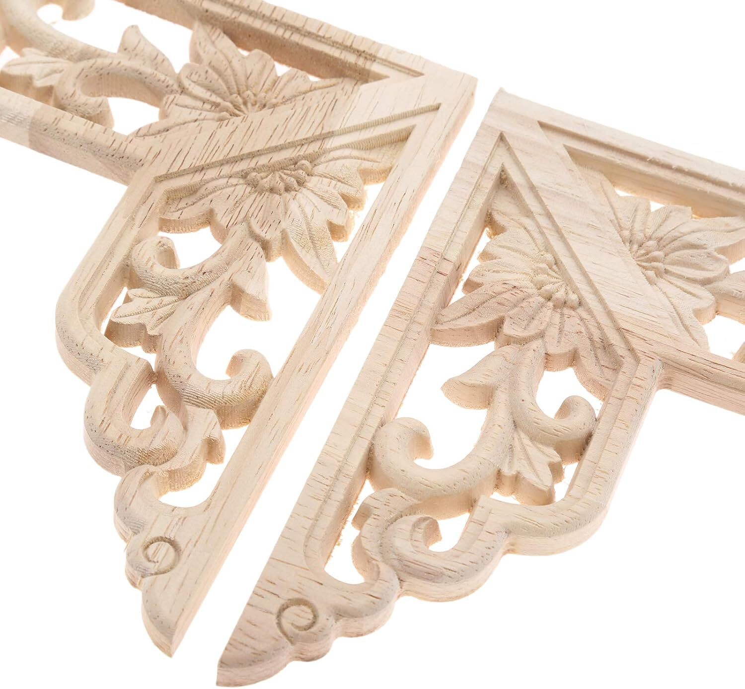 MUXSAM Wooden Decorative Appliques Onlays, 4-Pack 8x8cm/3.15&Prime;x3.15&Prime;, 4 Pack