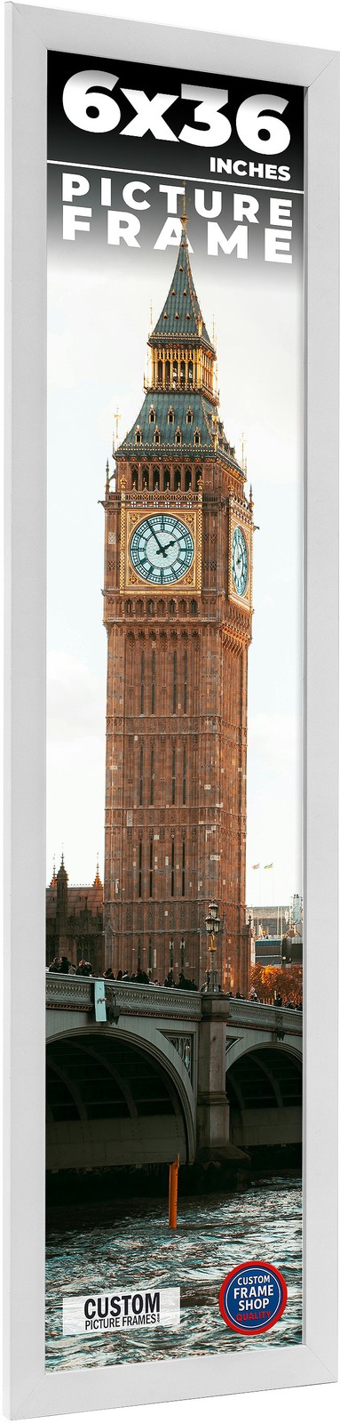 6×36 Frame White Real Wood Picture Frame Width 0.75 inches | Interior Frame Dept