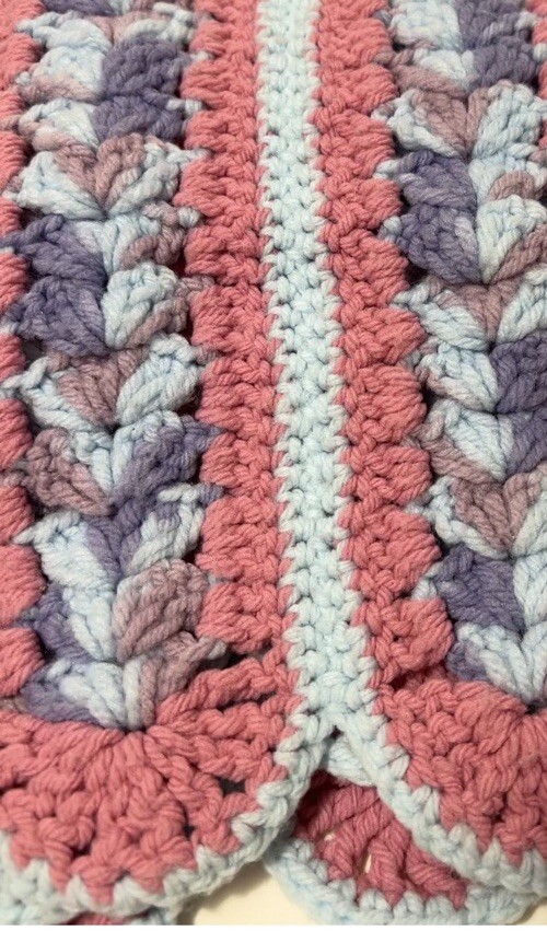 Crochet Afghan Vintage Mile A Minute Throw Blanket Size 68inX46in Handmade Throw