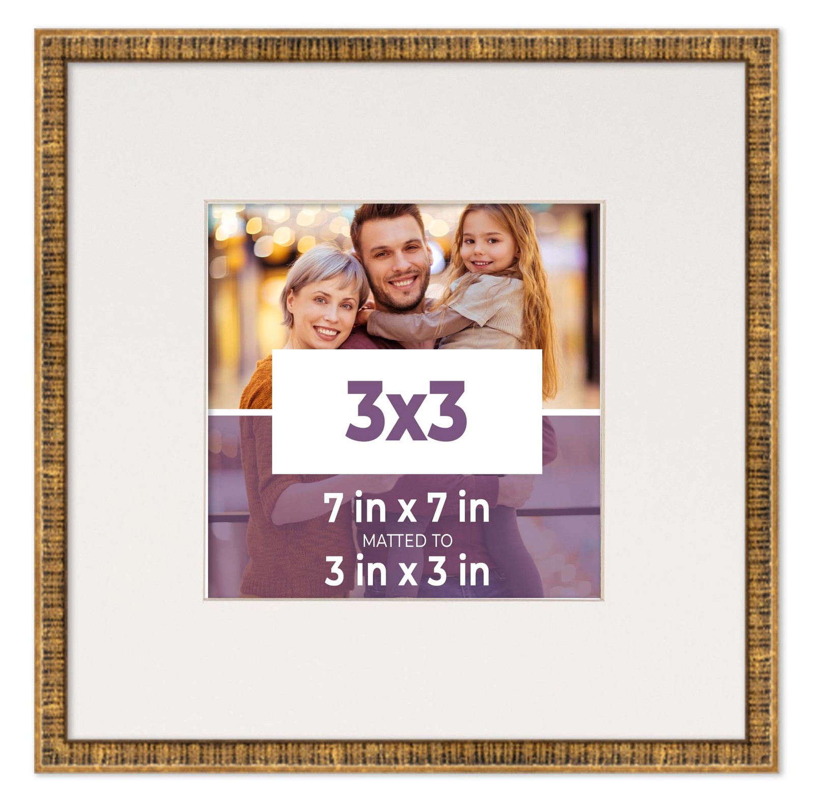 3×3 In Frame Gold With White Picture Mat For 3×3 In Photo – Gold 7×7 Frame To Di