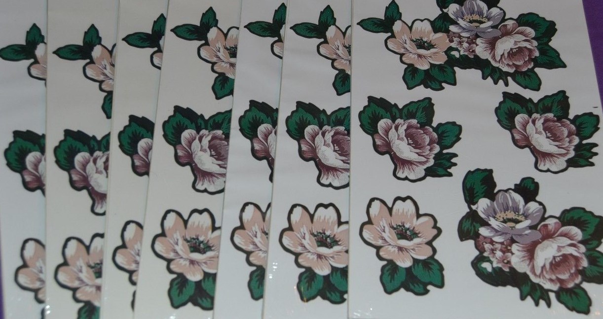 50 sheets SPRING FLOWERS Self Adhesive DECALS Washable STICKERS Wall Art