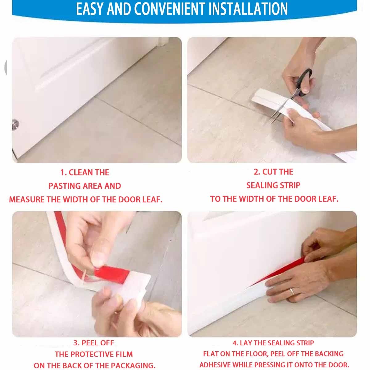 Under Door Sweep Weather Stripping Door Draft Stopper Blocker Strong Adhesive