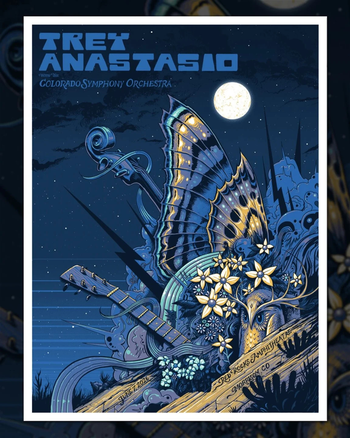 Trey Anastasio Colorado Symphony Orchestra Red Rocks 2026 Concert Poster