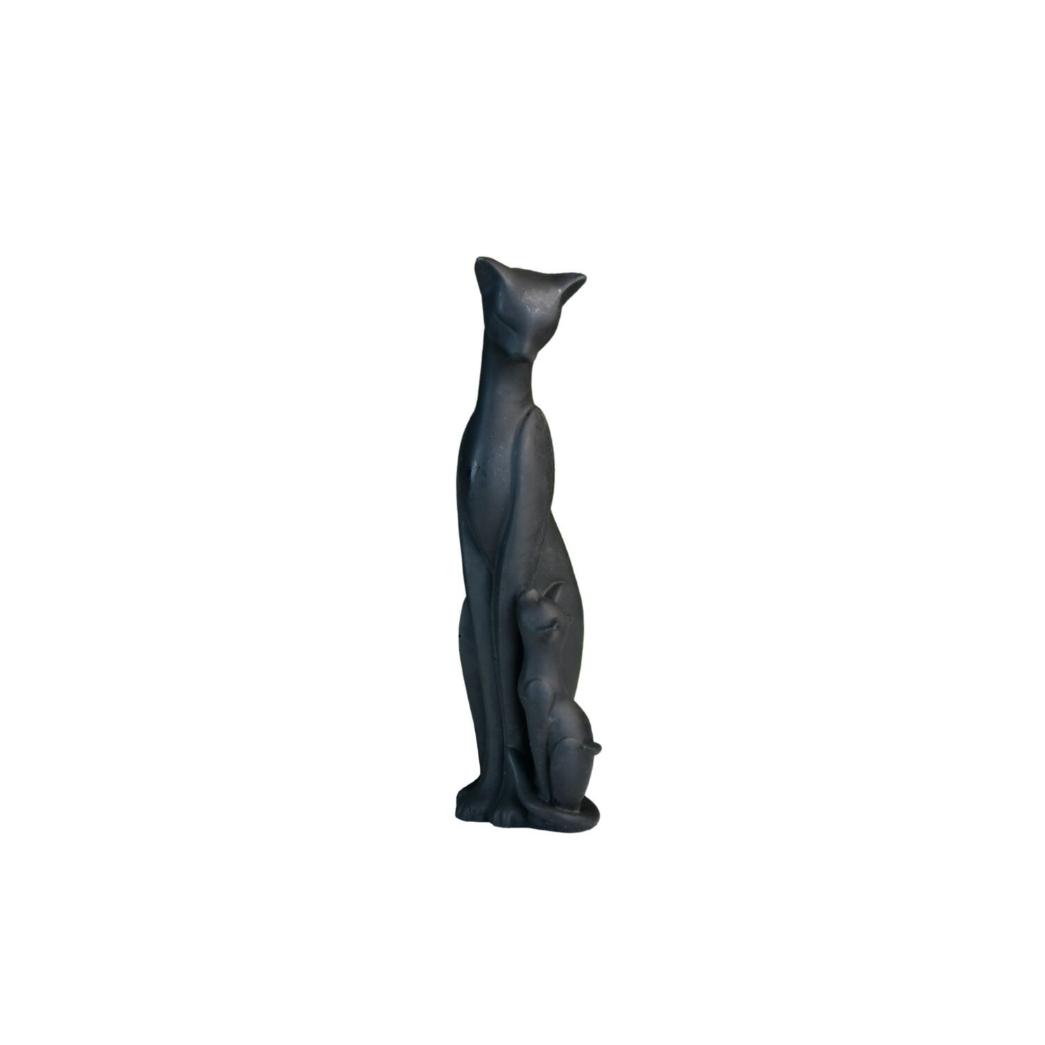 Sowpeace Resin Cat & Mom Figurine – 6cm Black Table Decor, Gift Piece (Set of 1)
