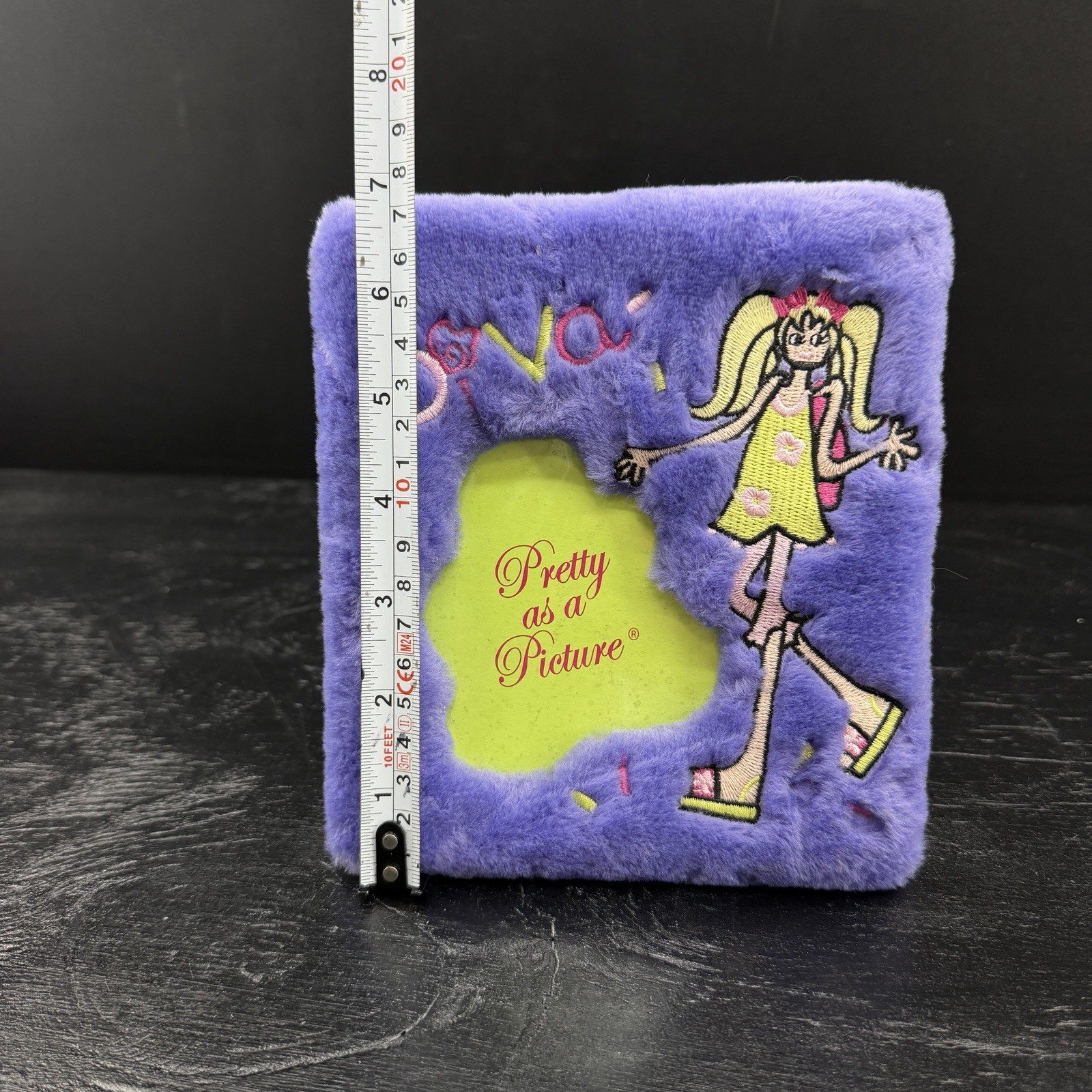 Y2K Fuzzy Plush Picture Frame Teen Stars Diva Purple Pink Lime Green