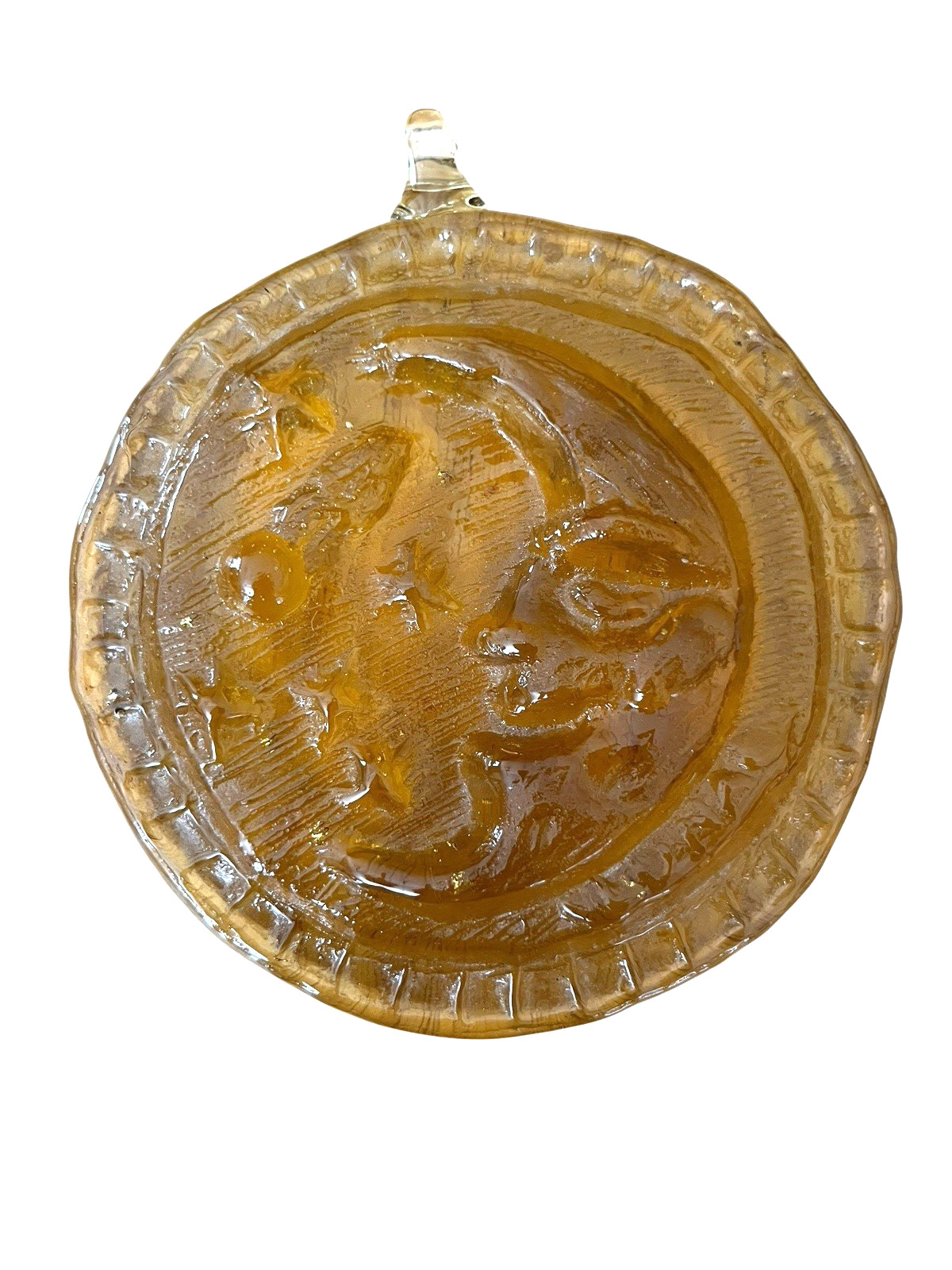 Pressed Glass Celestial Moon Suncatcher Gold Color 5 IN