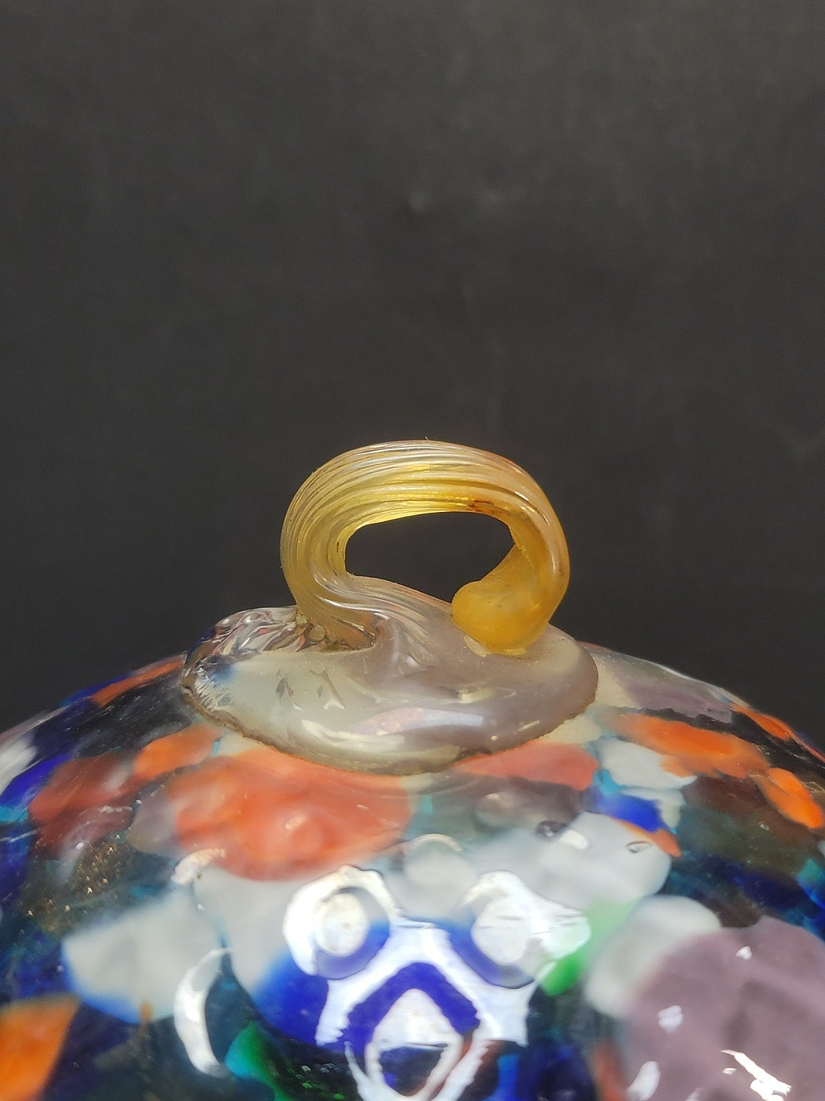 Art Glass Ball Handblown Light Catcher Multi Color Pedestal Foot Lawn Ornament