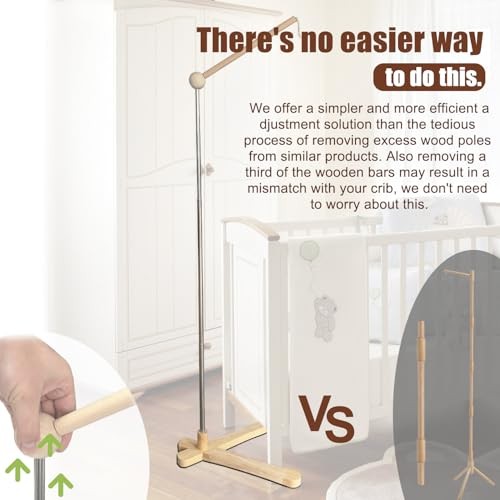 Wooden Crib Mobile Arm Stand Hanger for All Cribs Nursery Decor