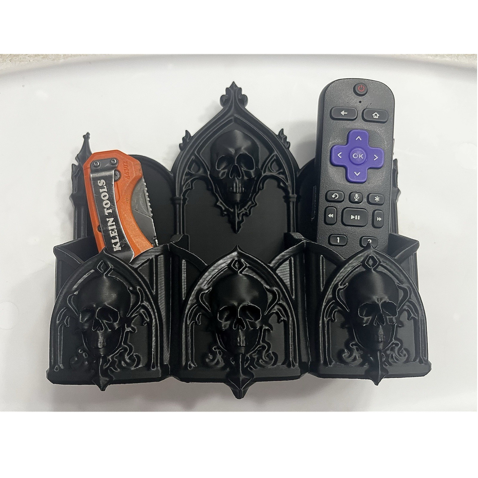Black Gothic Skull Wall Mounted Organizer Holder, 3D printed
