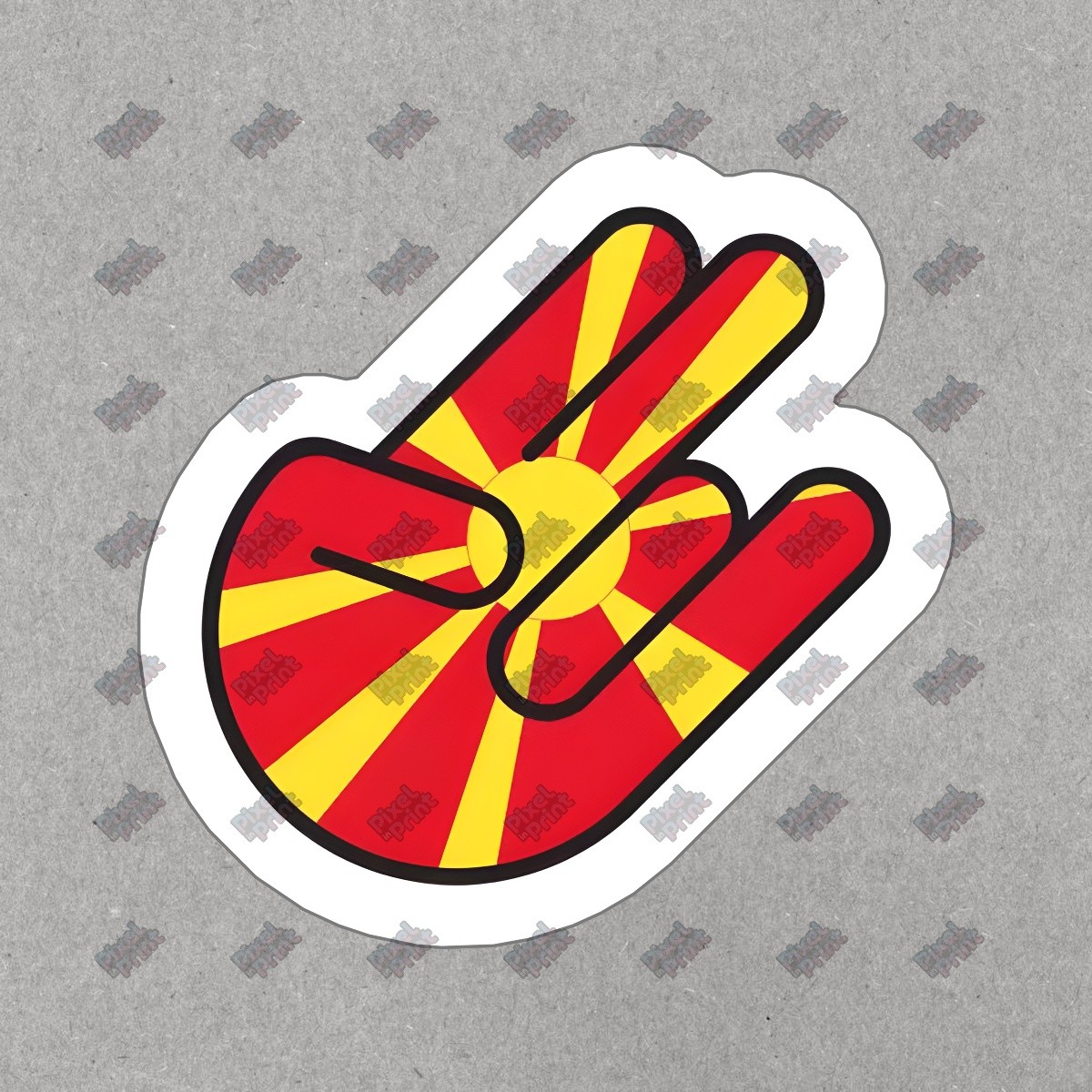 Vibrant North Macedonia Rock Hand Vinyl Sticker Decal for Laptops, #272773