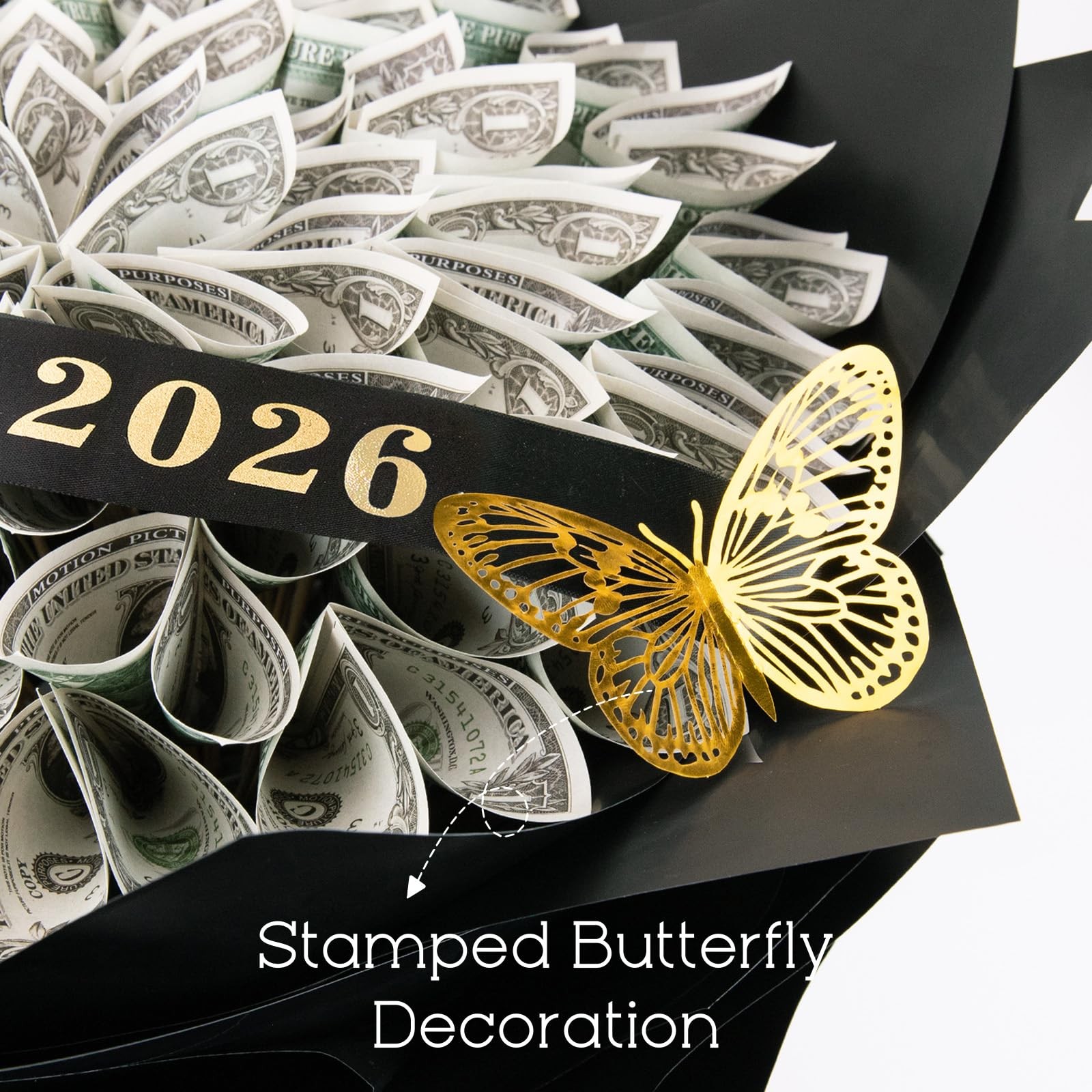 Graduation Gifts 2026 – DIY Money Bouquet for Her 18&Prime;H x 17&Prime;W x 1&Prime;D, Black