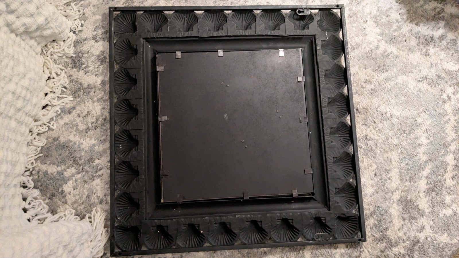 Vintage Art Deco Style Scalloped Metal Decorative Wall Mirror 24×24&Prime;