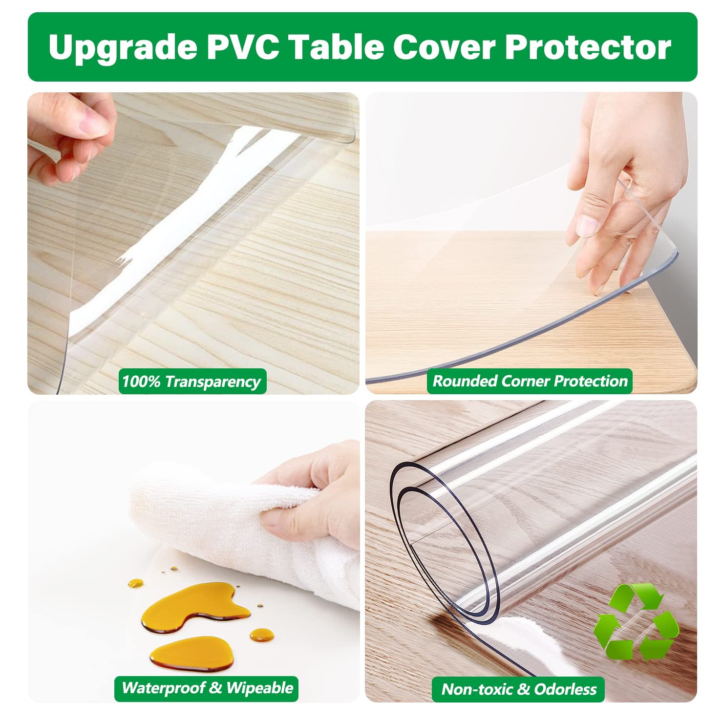 Linkgro 24X40 Inch 1.5Mm Thick Clear Tablecloth Stained Glass Table Top Pvc