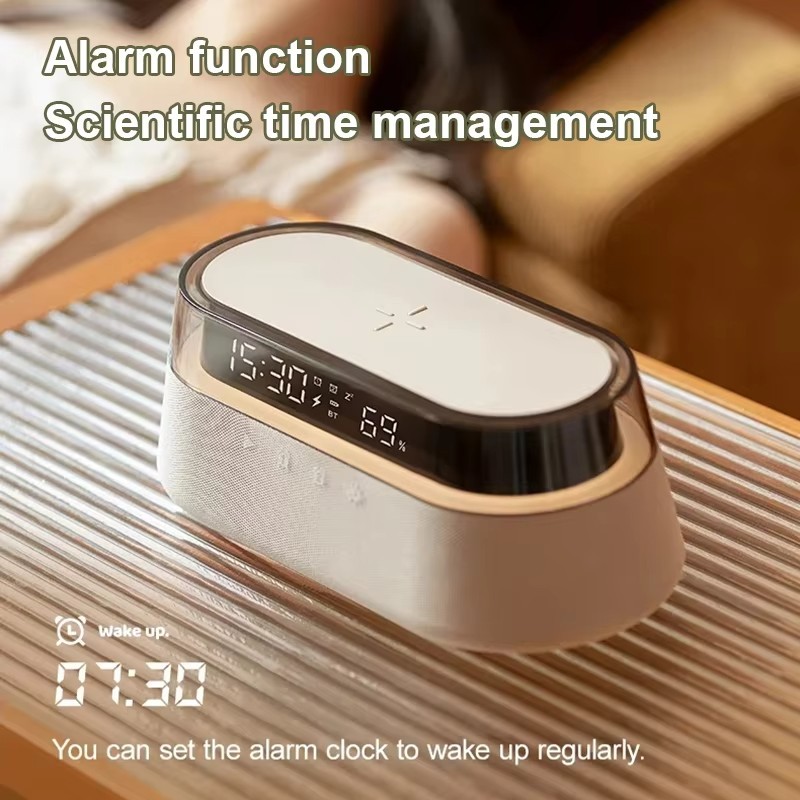 🌈 6-in-1 Smart Alarm Clock Wireless Charger Bluetooth Speaker FM Radio RGB Ligh