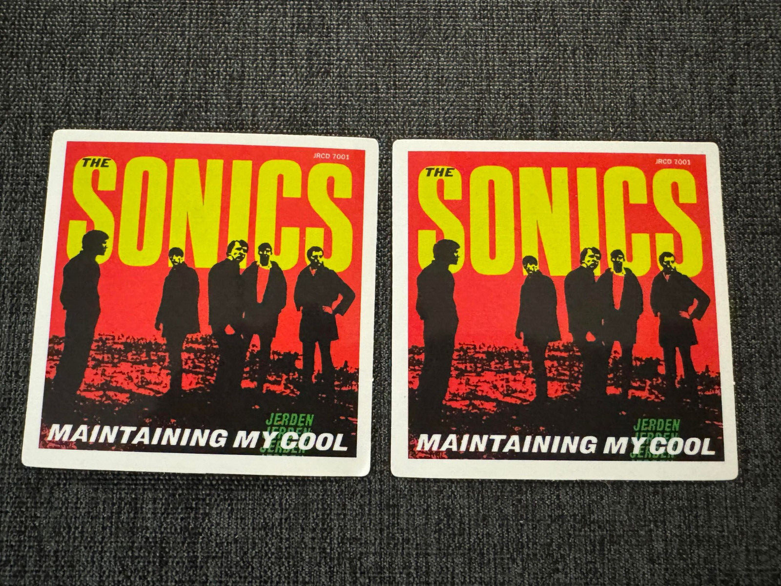 Lot (2) THE SONICS 2 1/2&Prime; x 2 1/2&Prime; Band STICKERS Red White FAST! FREE SHIP!