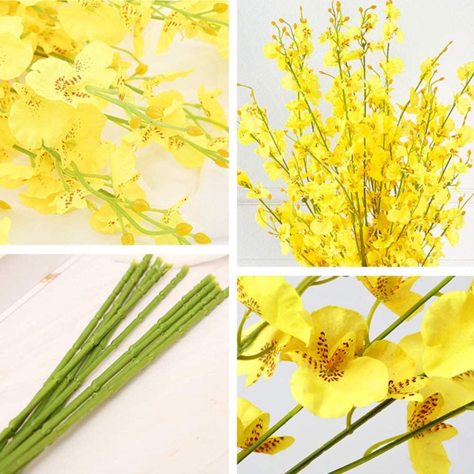 Artificial 39in Orchids Flowers 12PCs Silk Dancing Lady Orchids Yellow