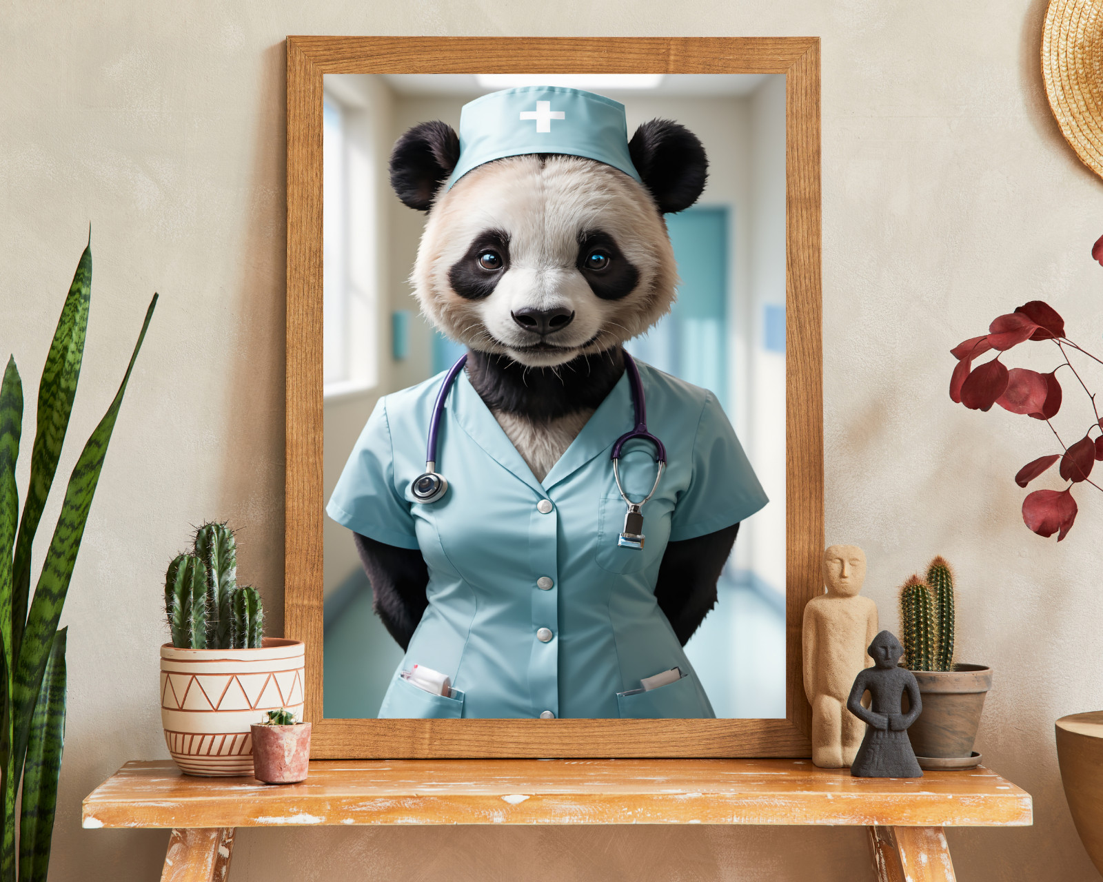 Nurse Panda Portrait, Animal Portrait, Realistic Animal Portrait,Animal Wall Art