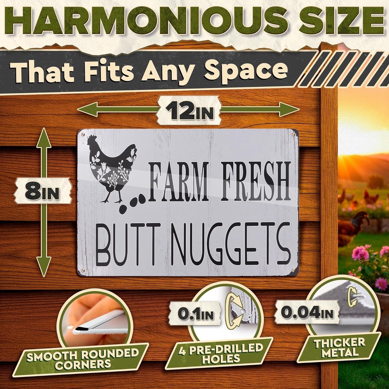 Metal Funny Chicken Coop Signs for Outside 8×12&Prime; – Rustic Tin Farm House Kitc…