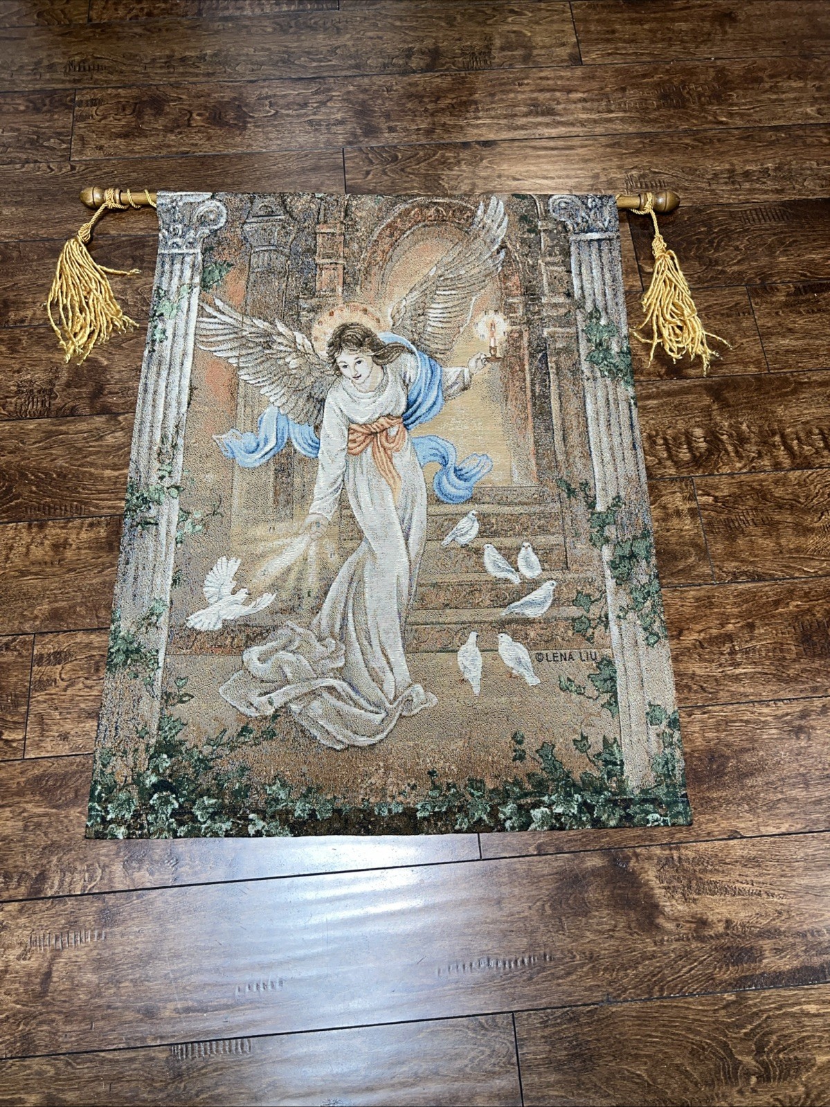 Angel Of Light Wall Hanging Tapestry Lena Liu 25.5 × 34 Wood Dowel Rod