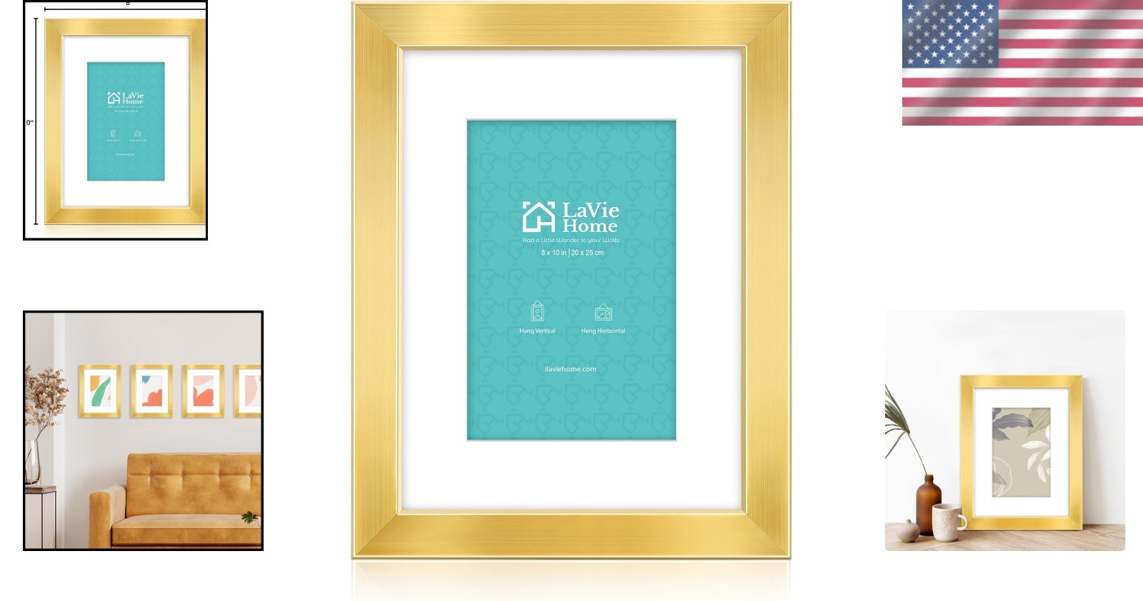 Versatile Gold Gallery-Style 8×10 Frame – Portrait or Landscape Orientation