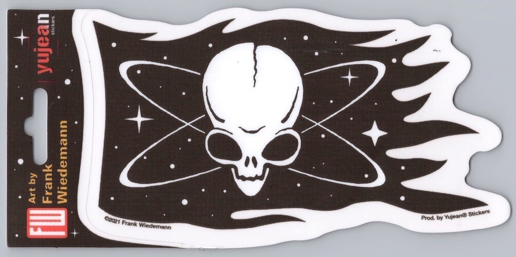 Big Eye Alien Pirate Flag Die-Cut Decal Sticker New UFO Sci-Fi Space Roswell