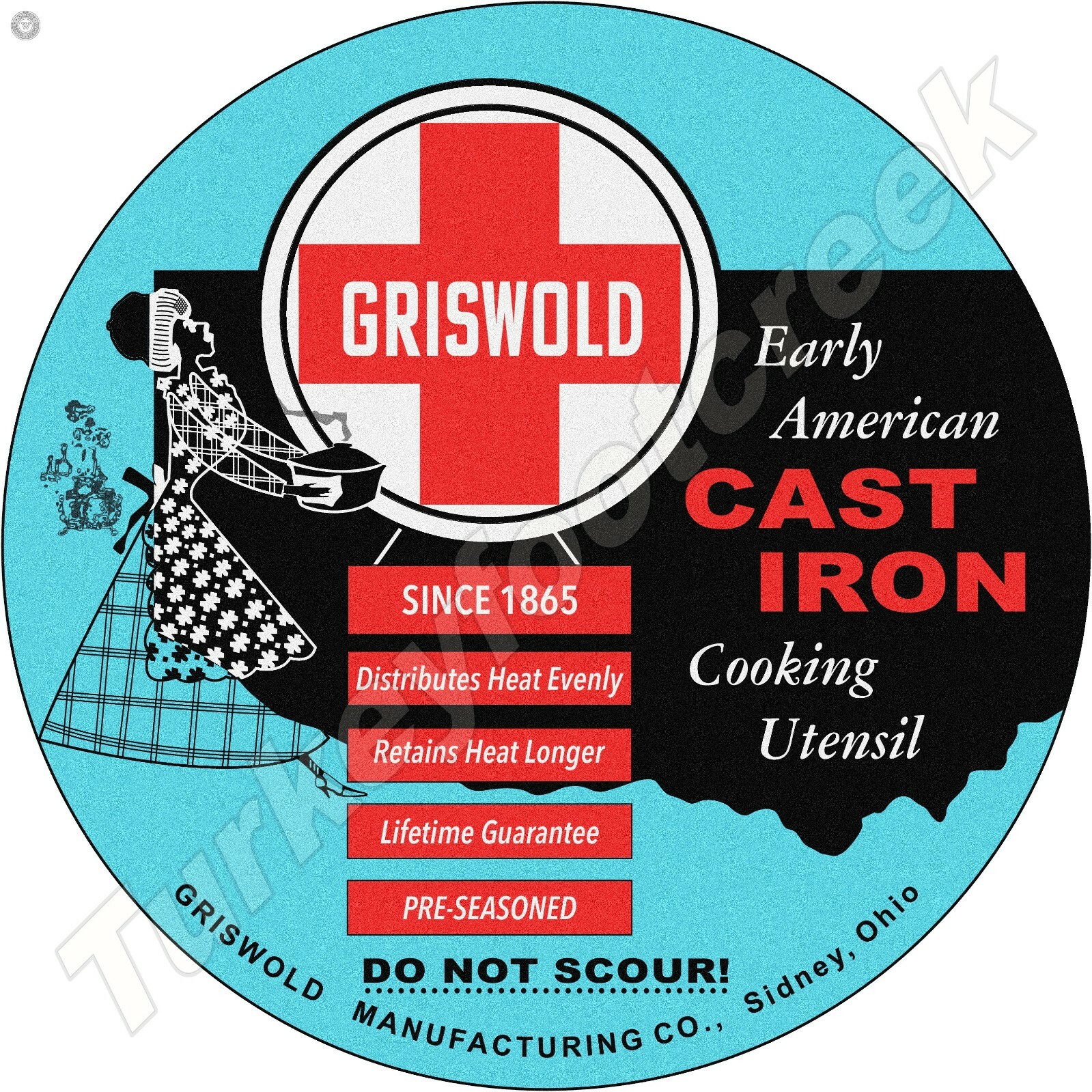Griswold Early American Cast Iron 11.75&Prime; Round Metal Sign