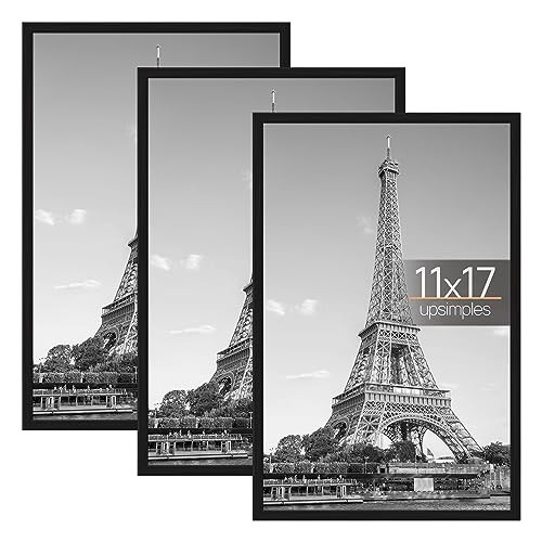 11X17 Picture Frame Black 3 Pack, 11 X 17 Frame for Horizontal or Vertical Wall