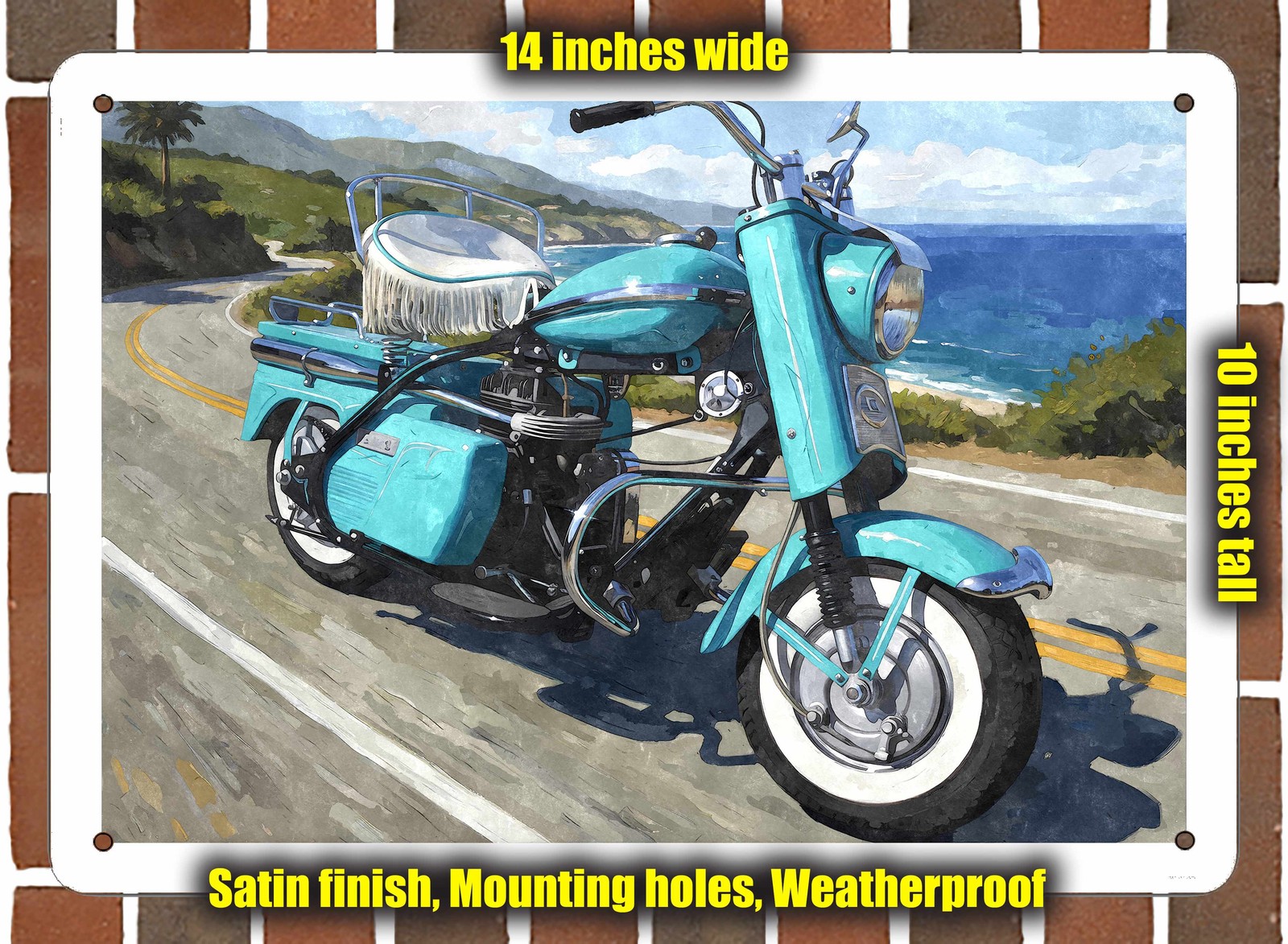 Metal Sign – 1959 Cushman Super Eagle Scooter Watercolor – 14×10