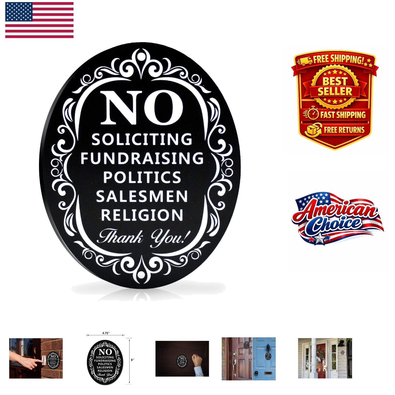 Dibond Aluminum No Soliciting Sign – Elegant 6&Prime; x 4.75&Prime; Private Property Message