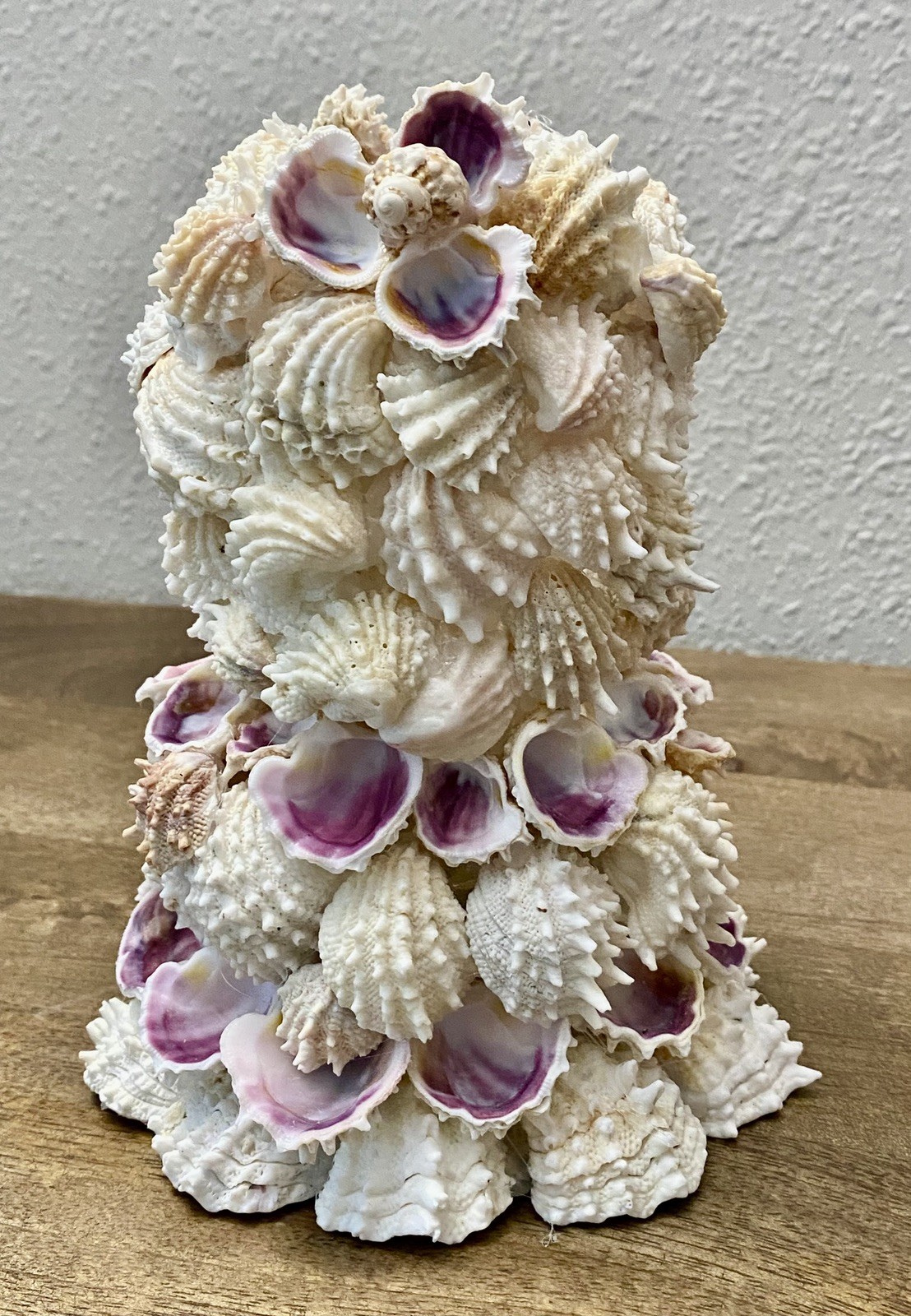 Spiny Jewel Box Seashell Vase Handcrafted Real Sea Shells, for wedding/events.